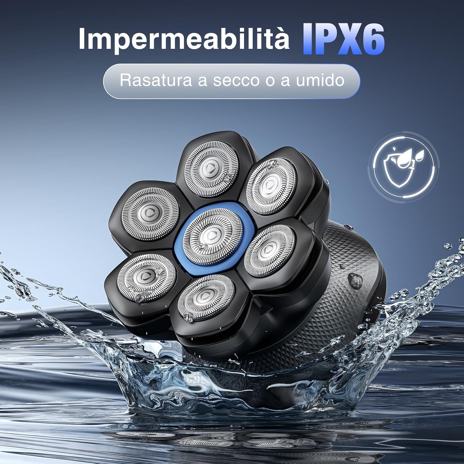 Detalle de kensen Rasoio Testa Calva Uomo Zero Assoluto 2 Velocità 7D Impermeabile IPX6 Cordless con Display LED e USB-C