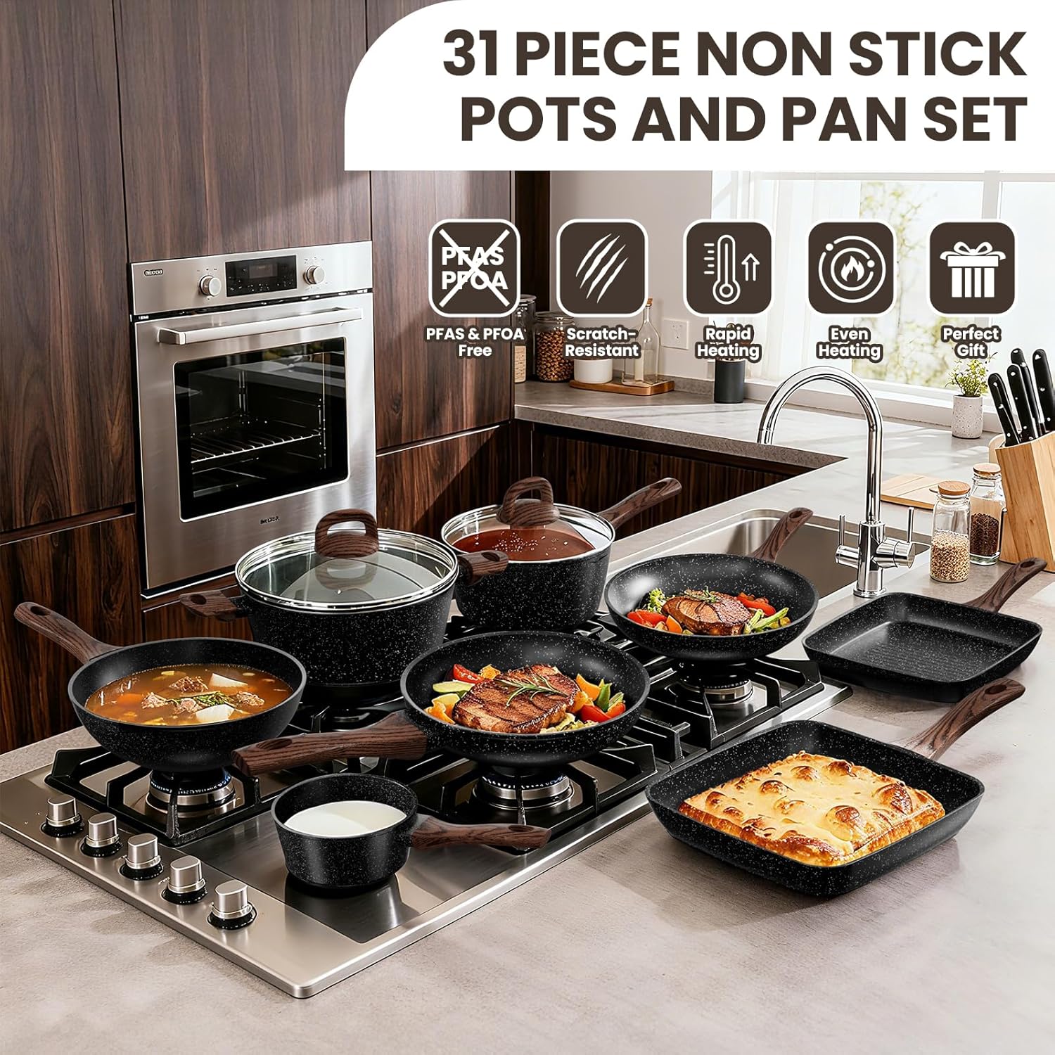 Thumbnail 4 de Pots and Pans Set Non Stick 31-Piece