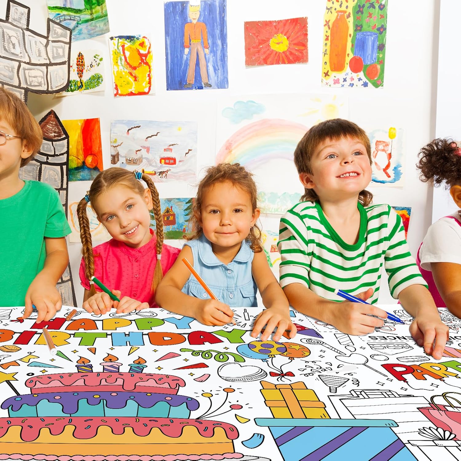 Thumbnail 6 de Gatherfun Giant Coloring Poster for Classroom Wall (31.5 x 72 in) — Birthday Activity Poster/Table Cover