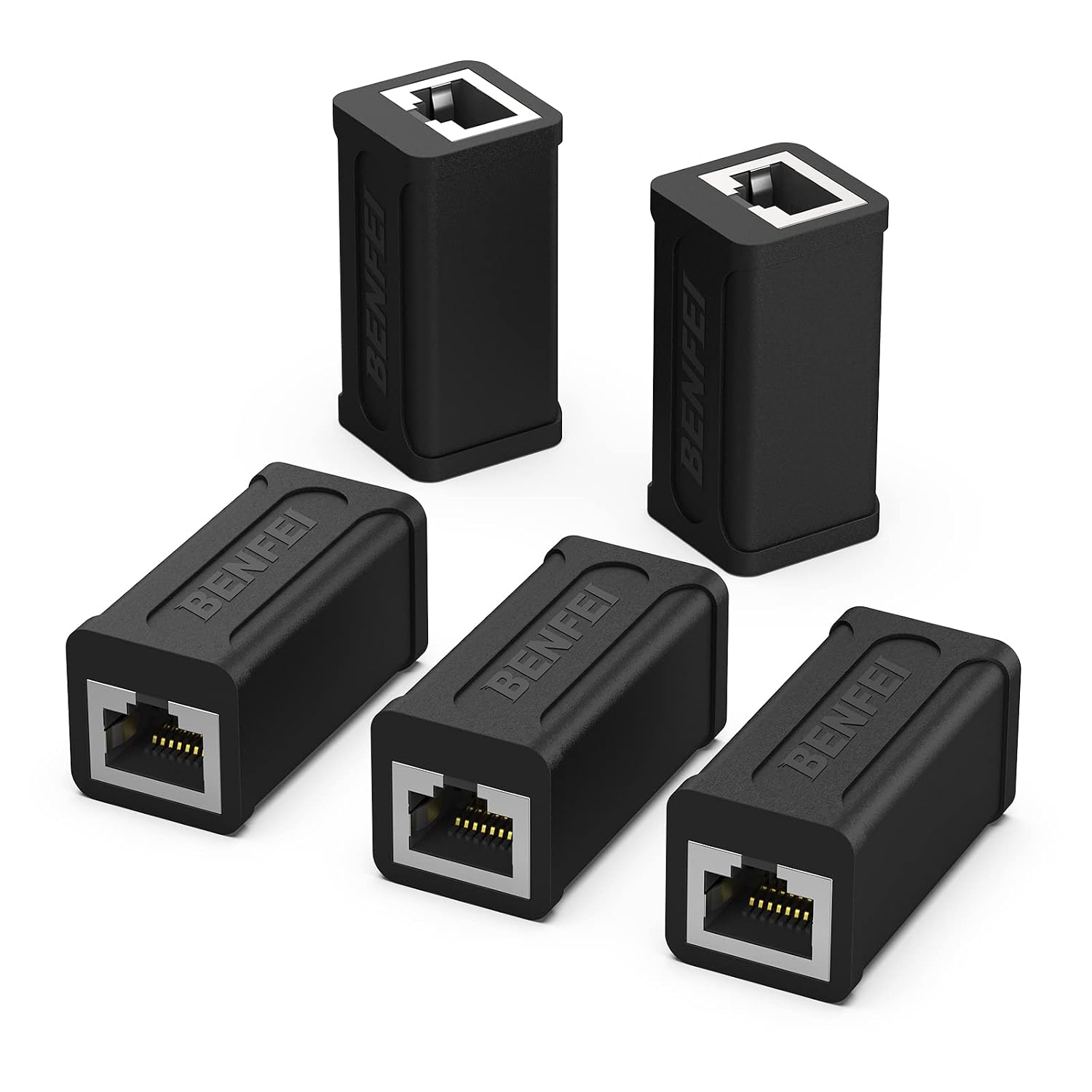 Detalle de BENFEI RJ45 Inline Coupler (5 Pack) – Female to Female for Cat7/6/5e Ethernet