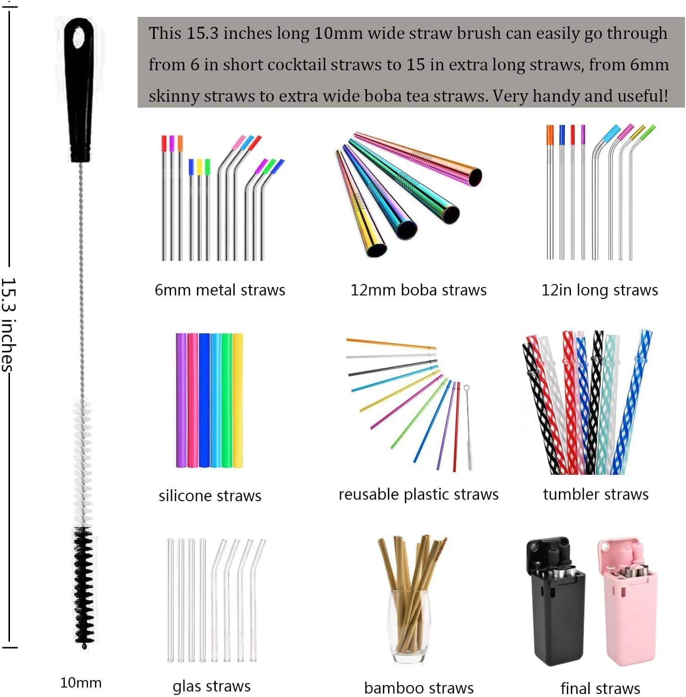 Thumbnail 6 de ALINK brush11black 11-Piece Bottle Cleaning Brush Set with Long-Handle and Straw Brushes