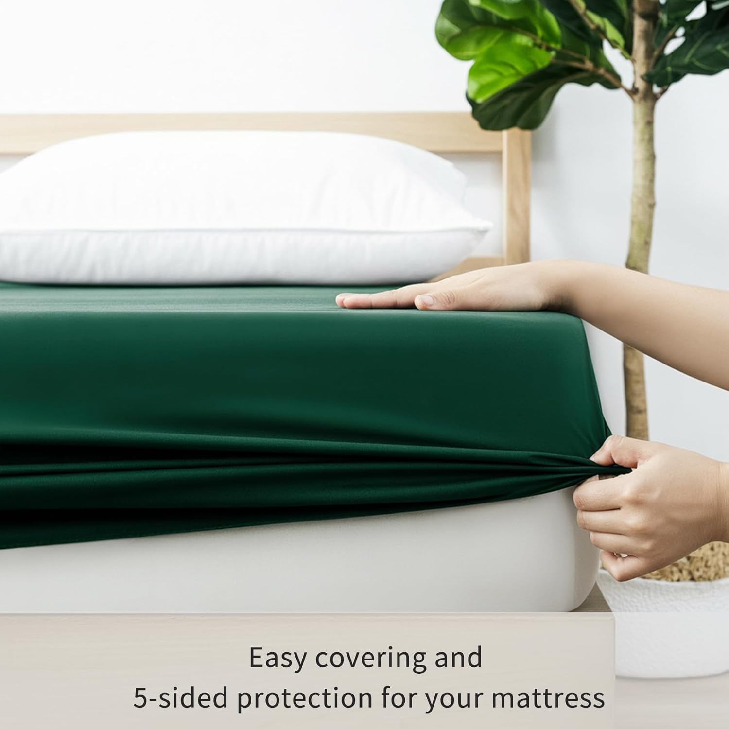 Thumbnail 6 de Tifschlaf Super King Fitted Sheet Deep Fit – Emerald Green (183x200cm, 40cm Pocket)