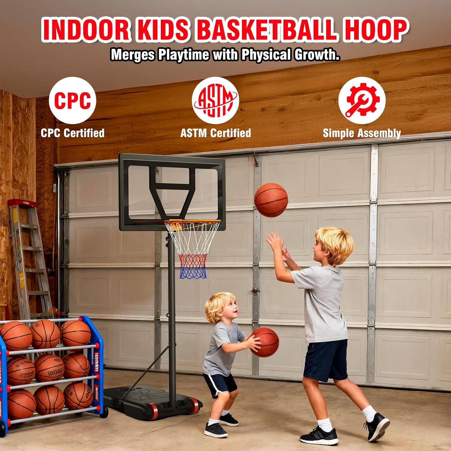 Thumbnail 4 de Yohood Kids Basketball Hoop Portable Adjustable Goal, 3–7 ft