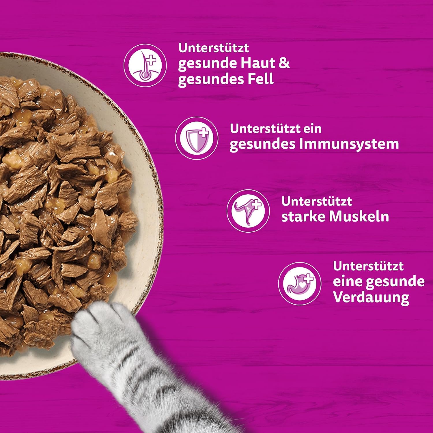 Detalle de Whiskas 1+ Ragout Geflügel Auswahl in Gelee – Hochwertiges Nassfutter für ausgewachsene Katzen, 40x85 g