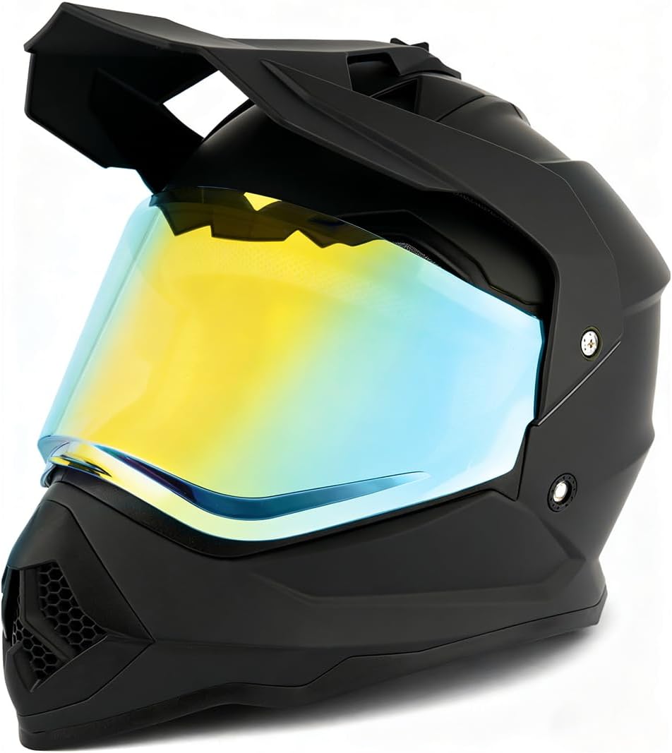 Detalle de Orthrus Youth Dirt Bike Helmet DOT Approved Dual Sport Full Face Helmet (Matte Black, X-Large)