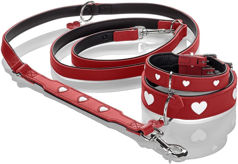 Thumbnail 6 de Hunter Verstellbare Hundeführleine Love – Dreifach verstellbar, rotes/schwarzes Rindnappaleder, Made in Germany