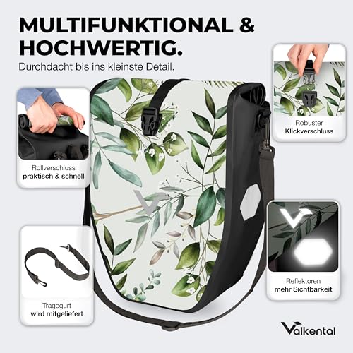 Detalle de Valkental Gepäckträgertasche: Wasserdicht, abschließbar und mit Reflektoren für sicheren Alltagstransport