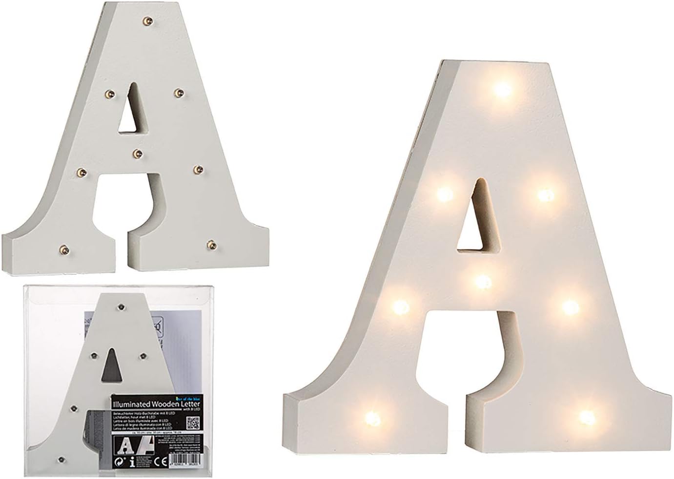 Detalle de Out of the Blue 57/6074 – drewniana litera A LED, 8 diod, ok. 16 cm