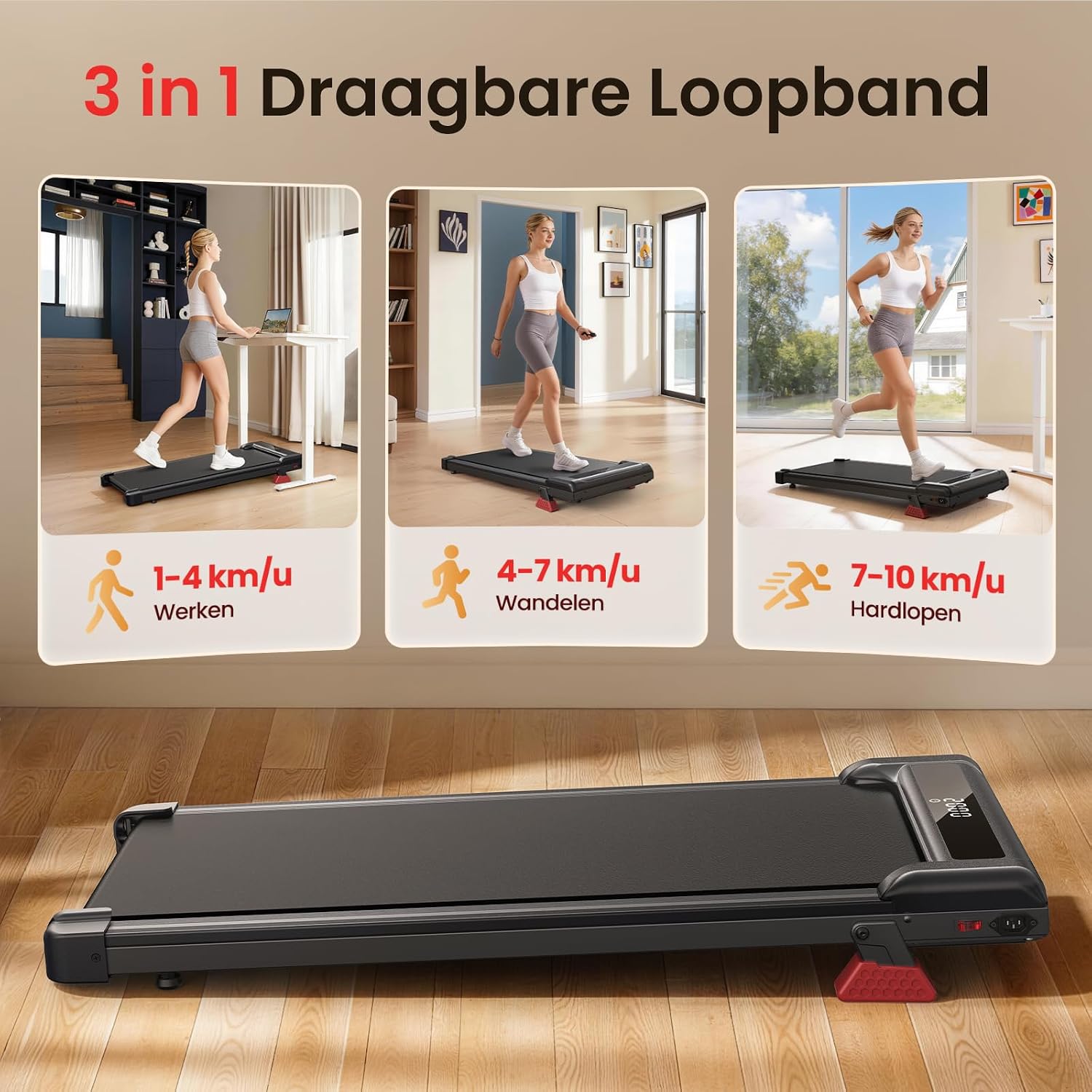 Detalle 2 de HOMEFITNESSCODE Y2 loopband voor thuis met 8% helling en LED-display