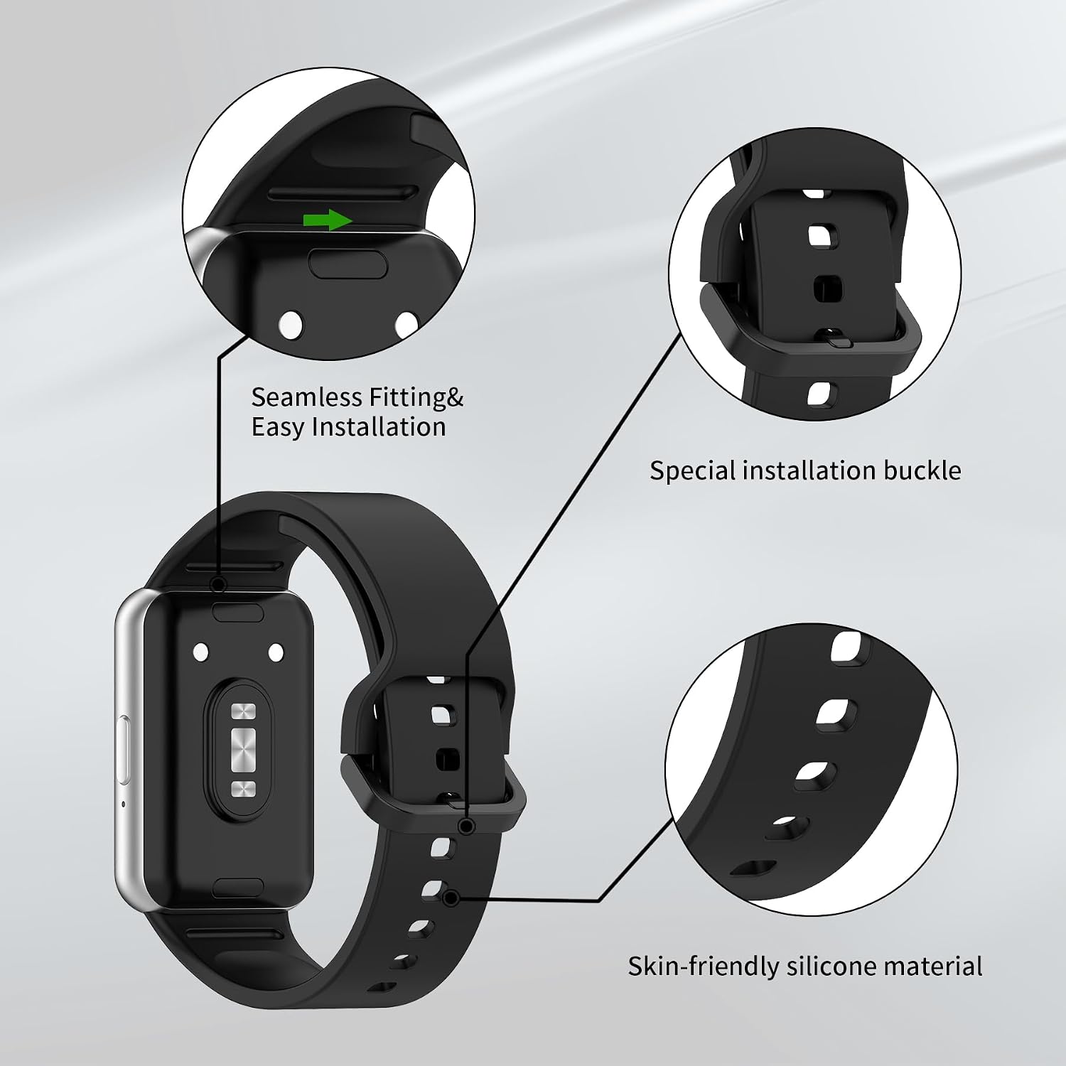 Detalle de Xisair 3PCS Silicone Replacement Straps for Samsung Galaxy Fit 3 (R390)