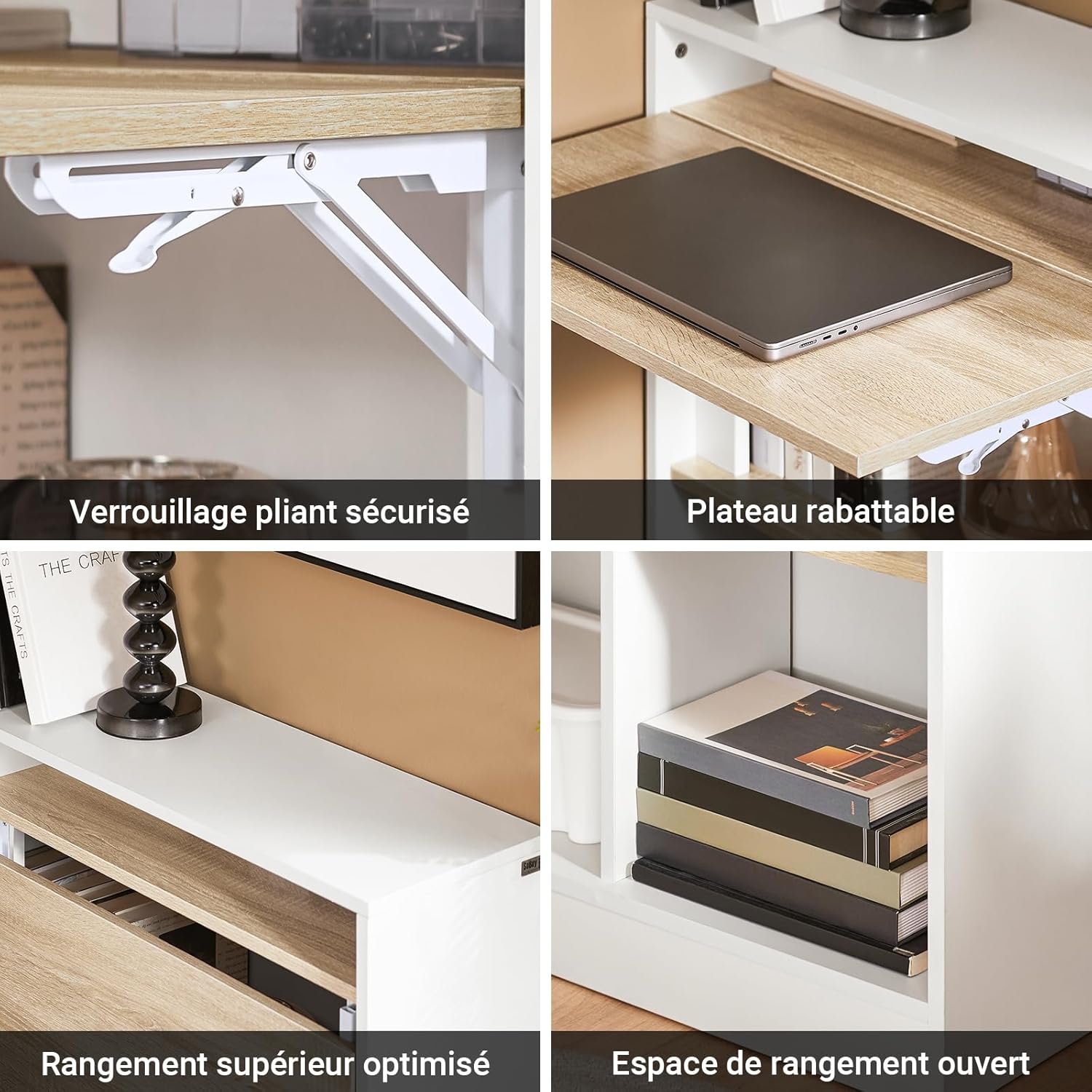 Thumbnail 4 de SoBuy FWT104-WN bureau gaming 70x57x85 cm