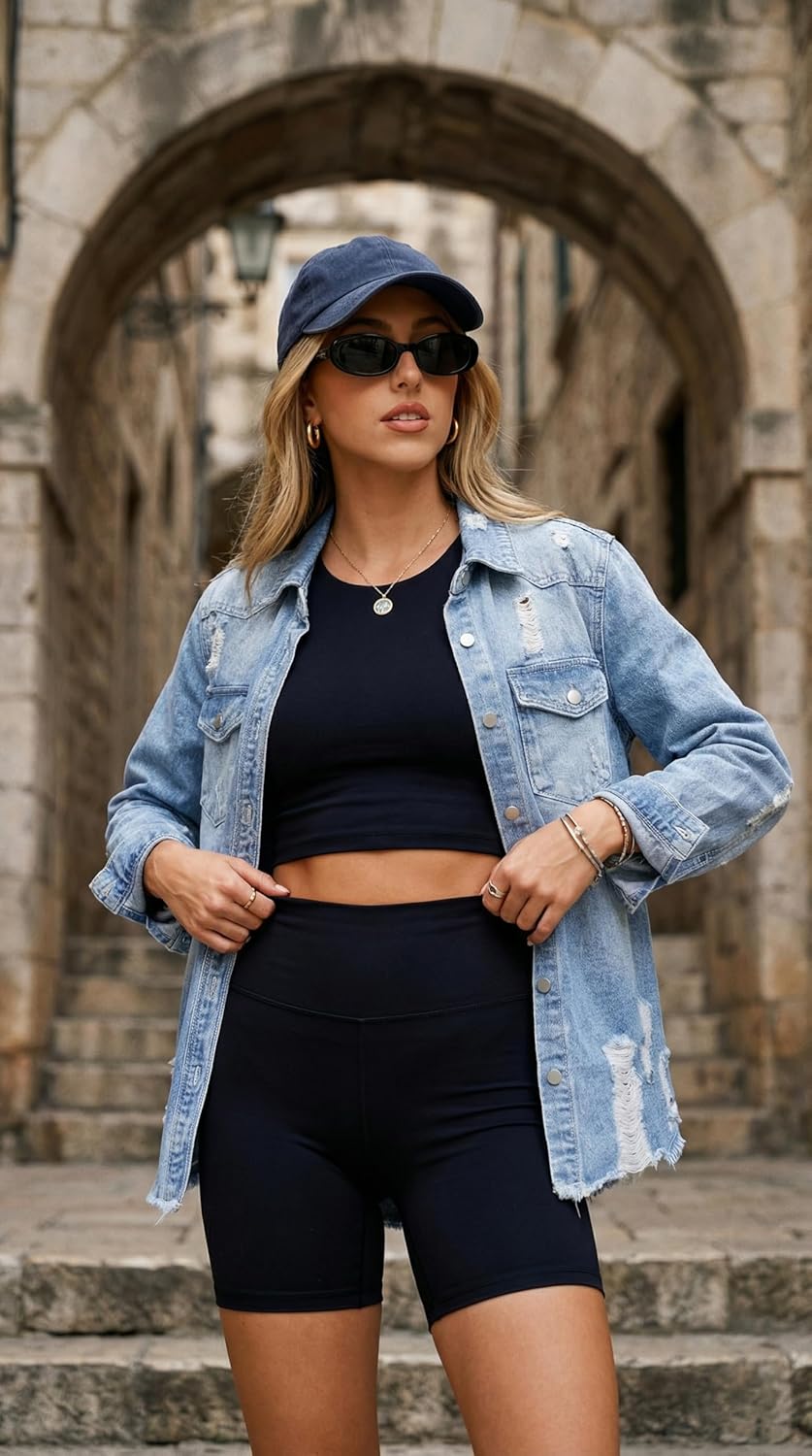 Thumbnail 4 de Dokotoo Women's Oversized Denim Jacket: Distressed, Casual, and Timeless