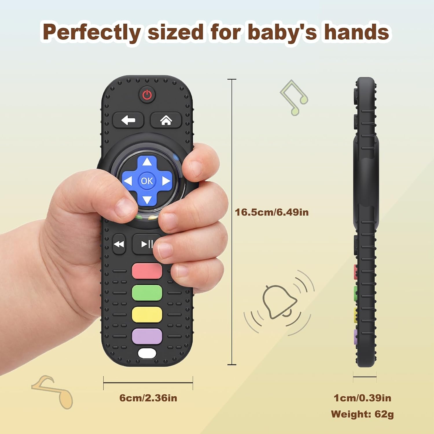 Thumbnail 6 de HAILI TV Remote Control Baby Teether with Silicone Texture and Rattle, Black