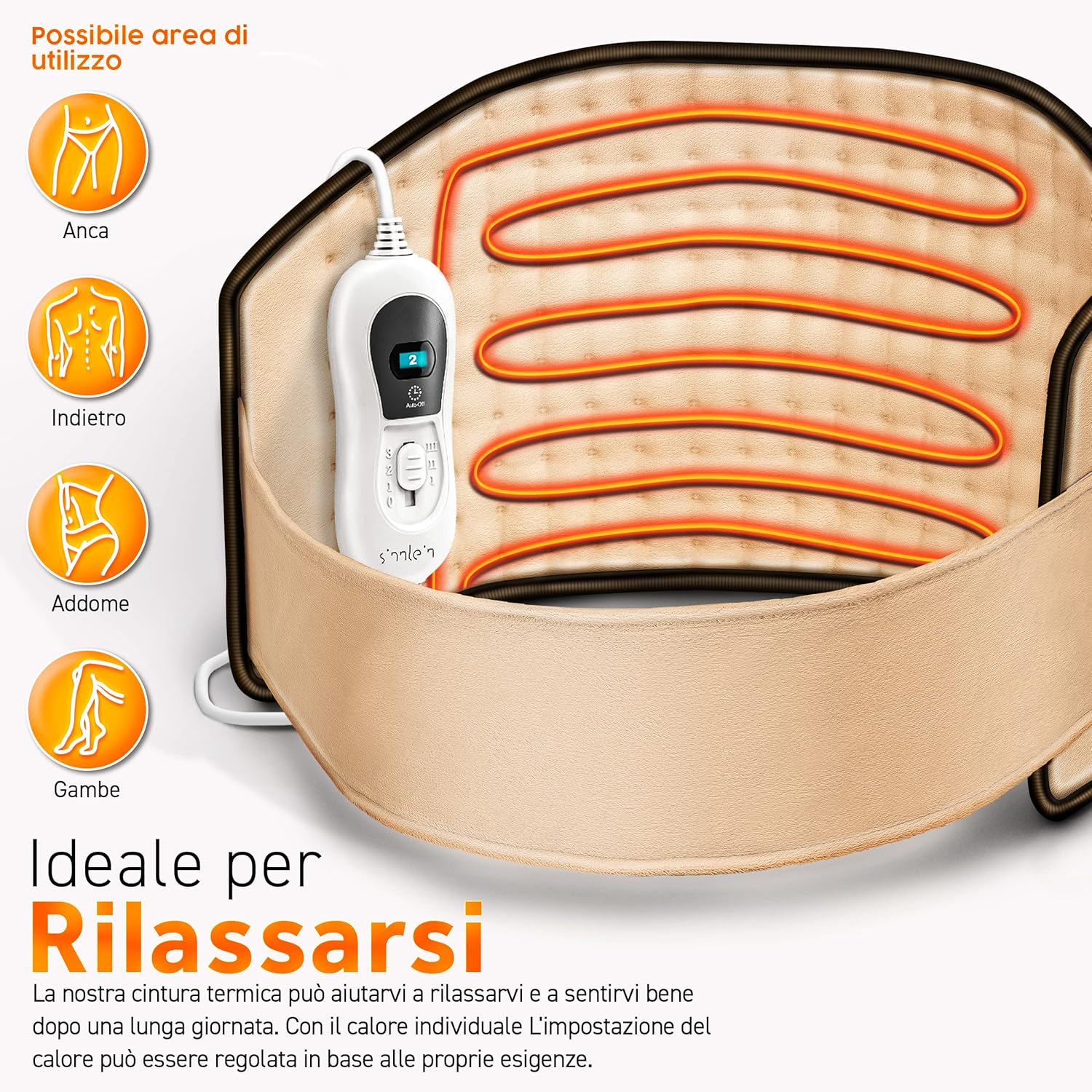 Thumbnail 1 de sinnlein Cintura termica per schiena e reni con 3 livelli di temperatura e spegnimento automatico