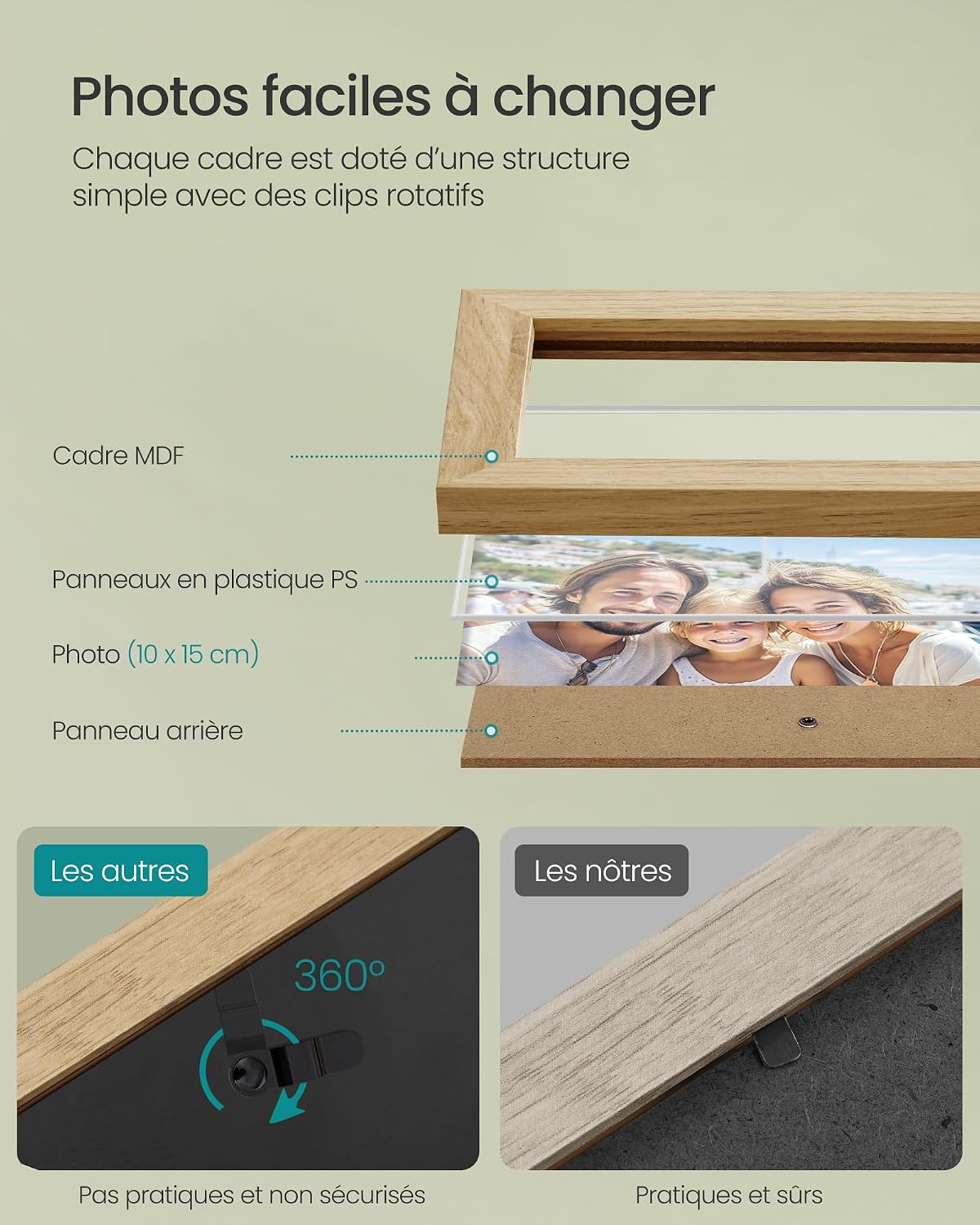 Detalle 2 de SONGMICS RPF310K02 Lot de 10 cadres photo 🖼