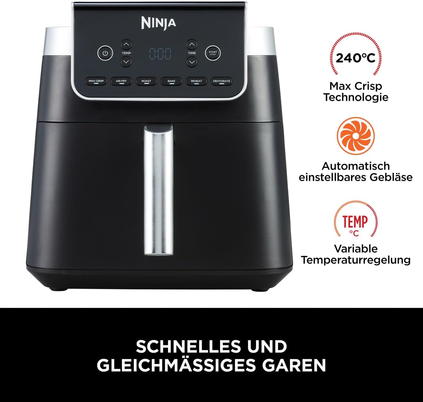Thumbnail 5 de Ninja Air Fryer MAX PRO AF180EU 6,2 L Grau