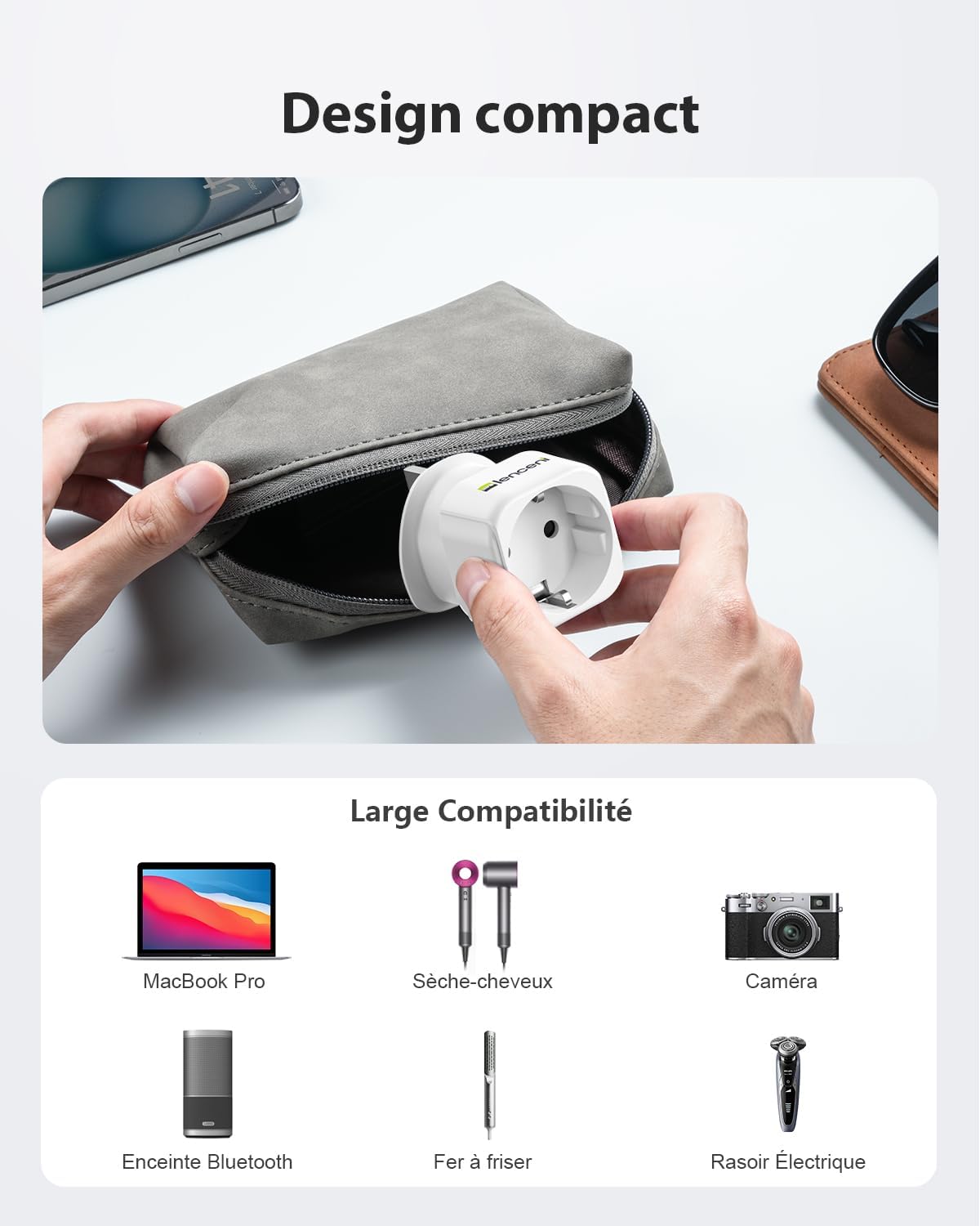Thumbnail 5 de LENCENT Adaptateur voyage Type G Compact 2-pack