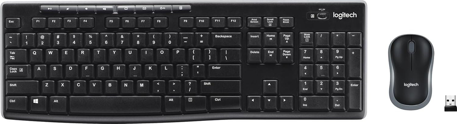Detalle de Logitech MK270 Full Size Wireless Keyboard and Mouse Combo — Black