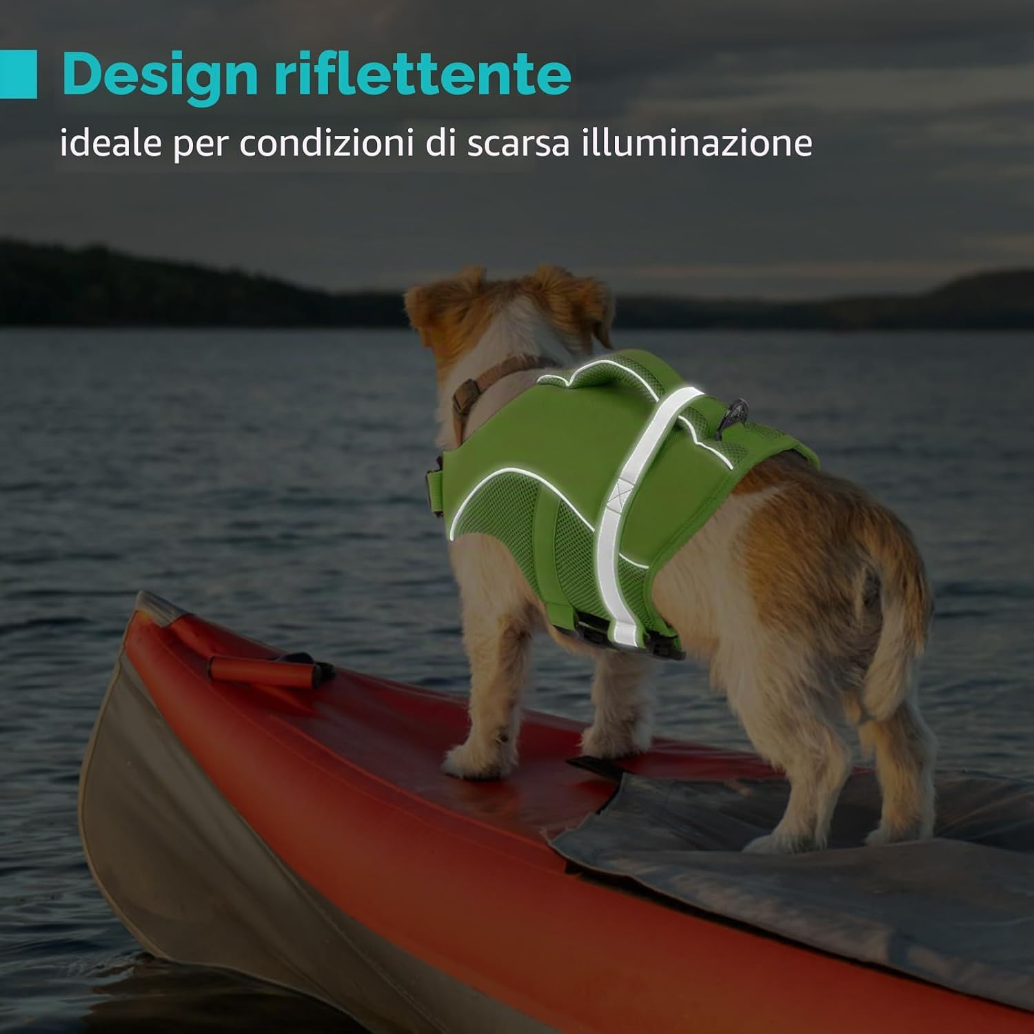Detalle de Queenmore Giubbotto Salvagente Cane con Alta Galleggiabilità – Versione Verde (L) per Kayak, Barche e Nuoto