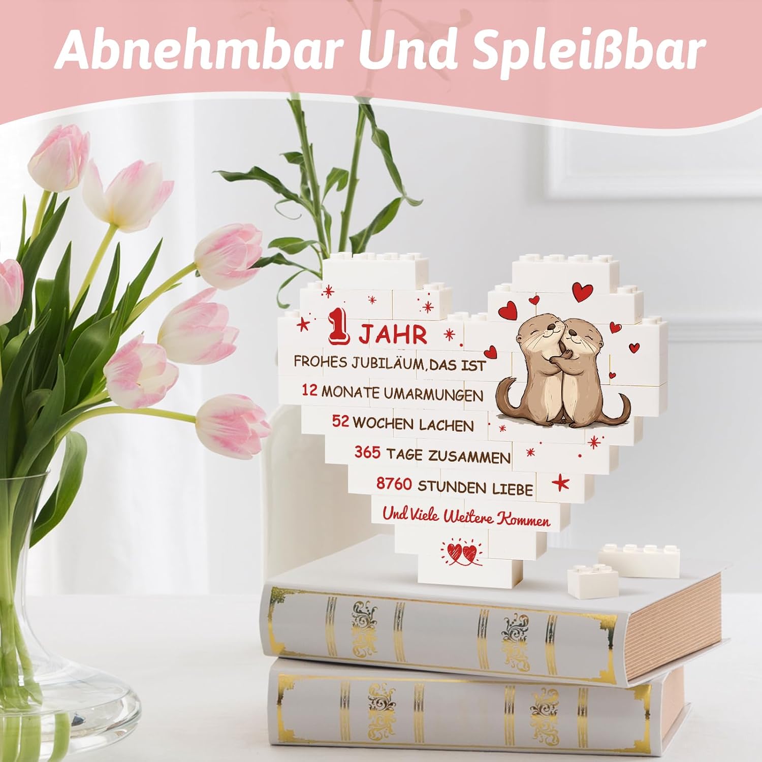 Detalle de Greatabox 1. Jahrestag – Herzförmige Deko mit personalisiertem Datum und Botschaft