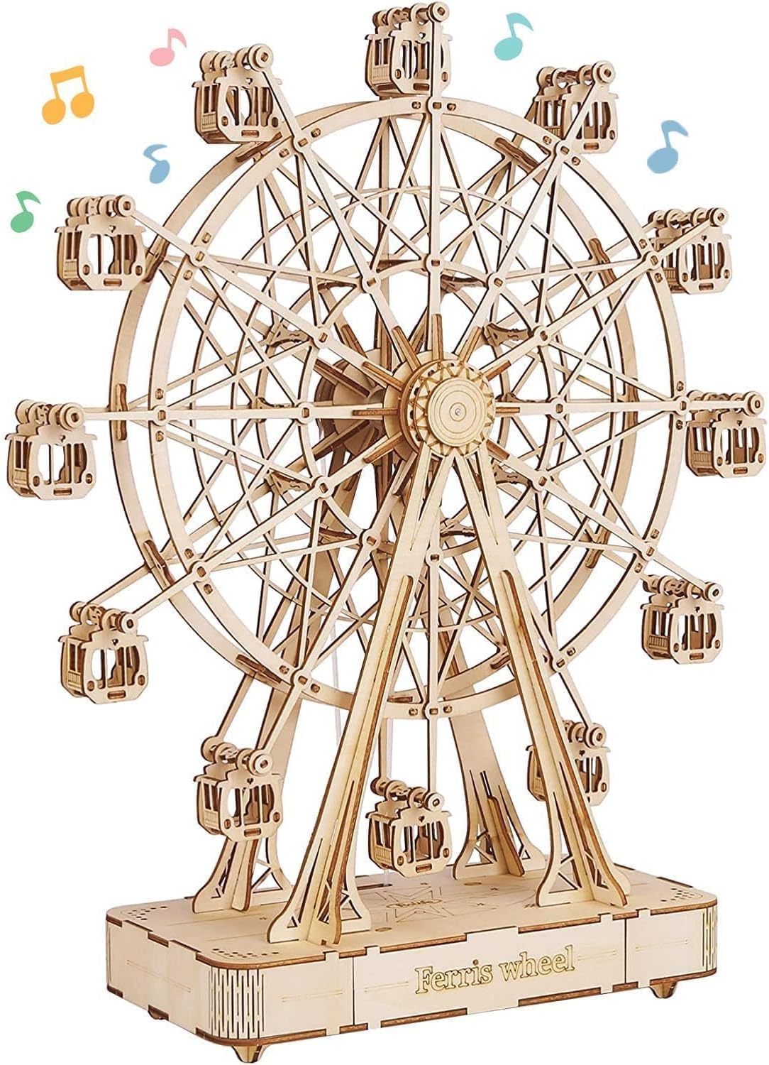 RoWood Puzzle 3D: Modello in Legno Meccanico con Scatola Musicale e Ruota Panoramica