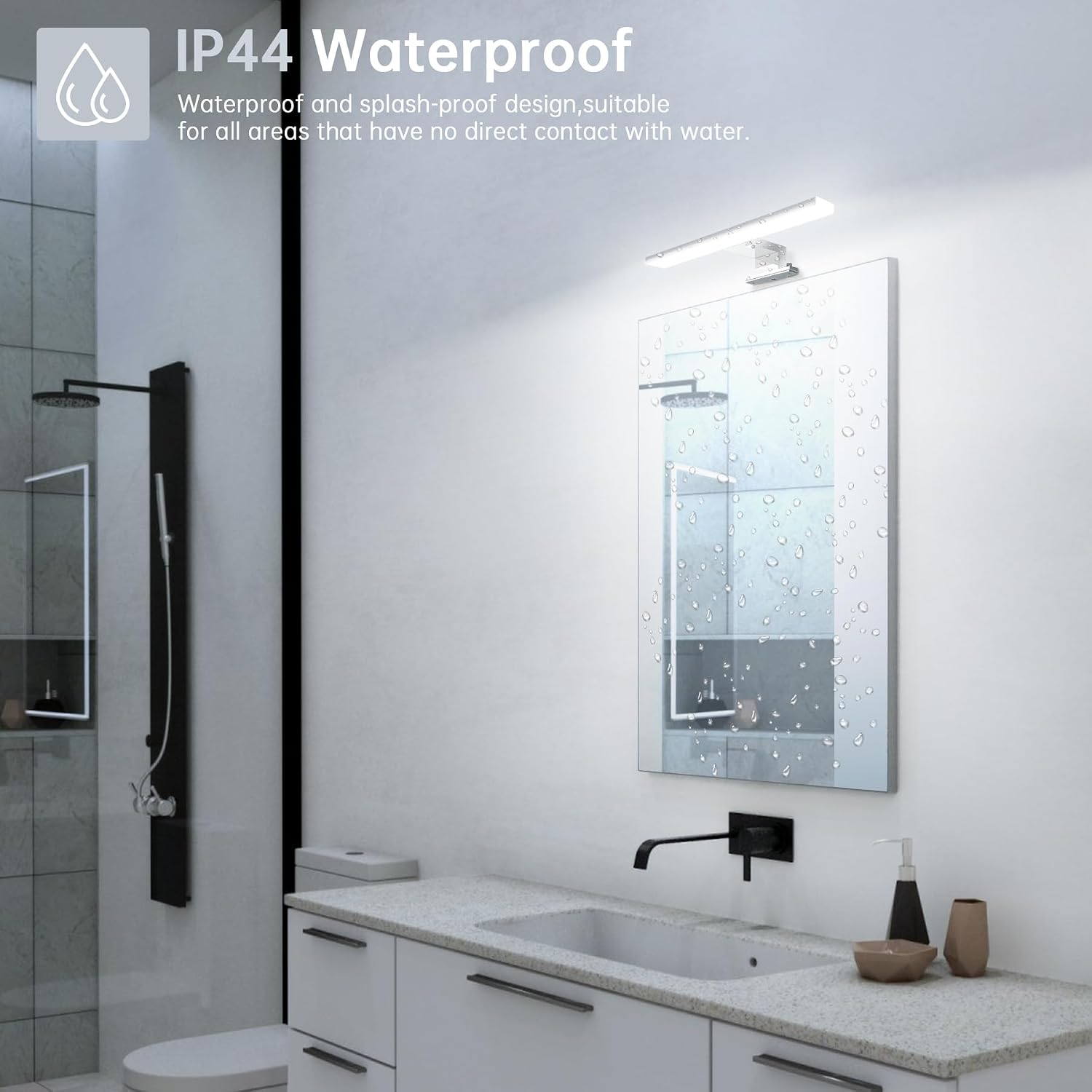 Detalle de Azhien LED Badezimmer Spiegelleuchte 5W (Neutralweiß 4000K, 500 lm) mit Stecker – 30 cm, IP44