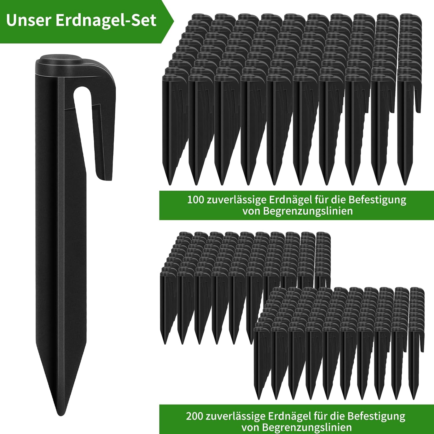 Thumbnail 6 de HAUSPROFI 100er-Set Erdnägel mit Haken für Begrenzungskabel am Mähroboter (für bis 4 mm Kabel) – 100 Stück