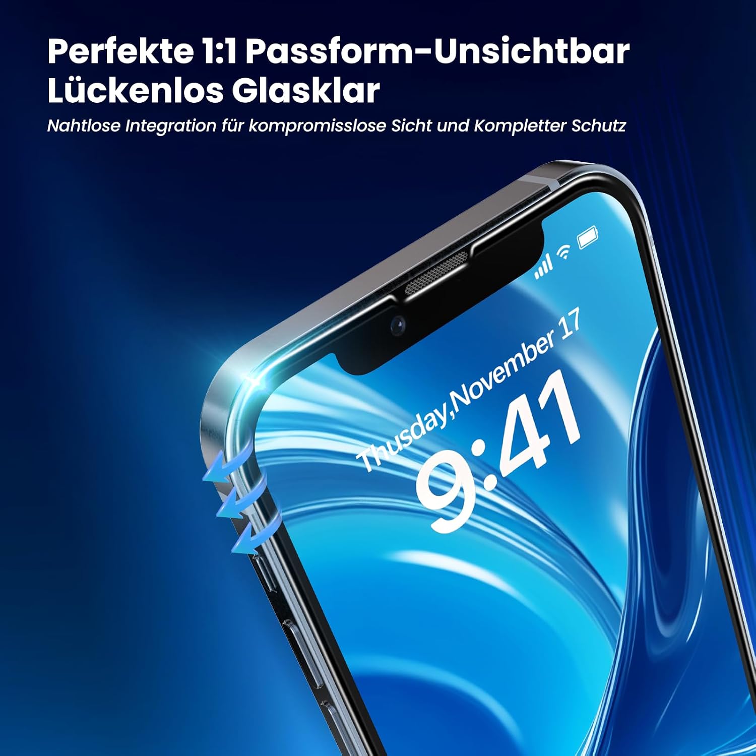 Thumbnail 4 de DEINODON Panzerglas für iPhone 13 Pro/13/14/16e/17e (Auto-Montage, 9H+ Full Screen) – 2 Stück, blasenfrei