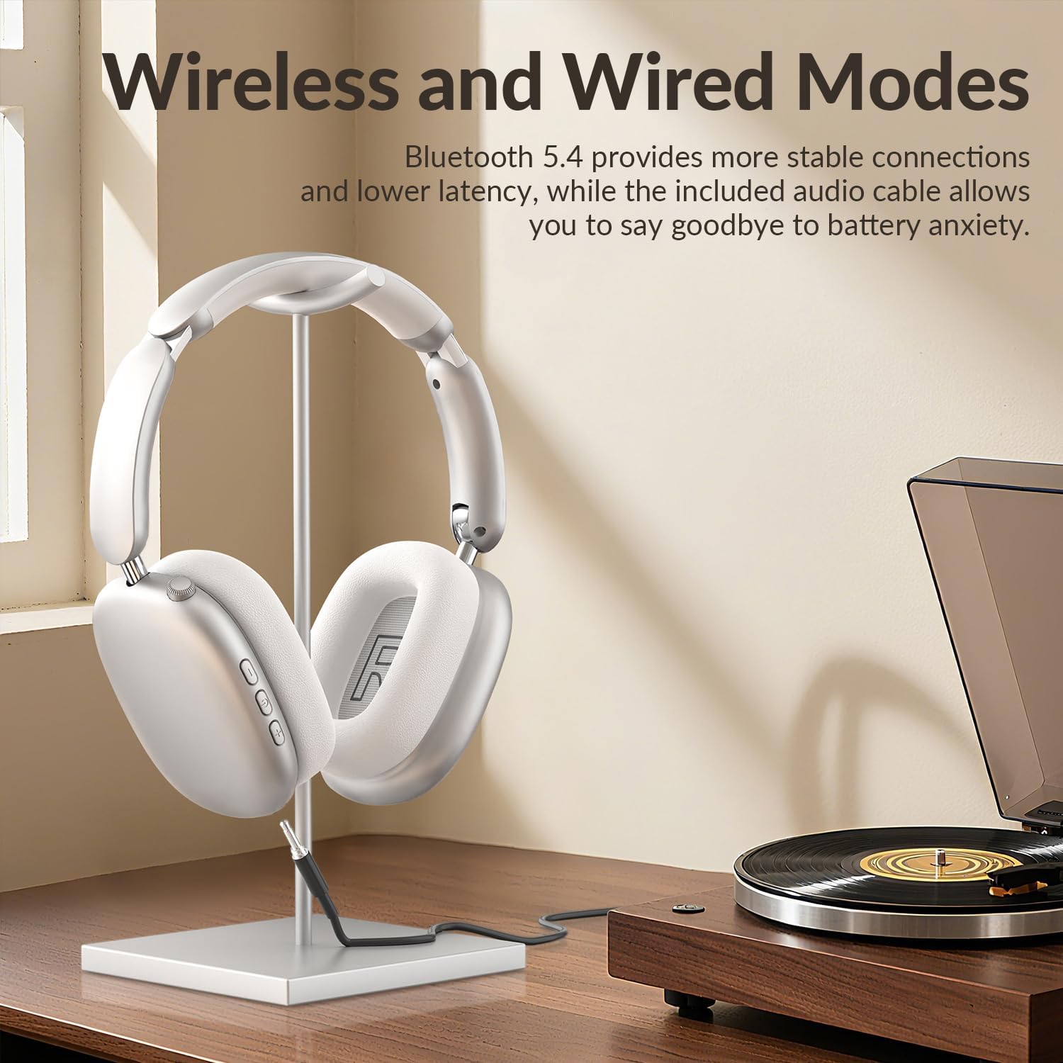 Thumbnail 6 de Wentronic Y02 Active Noise Cancelling Headphones — Wireless Over‑Ear, 60h Battery, Bluetooth 5.4 (Silver)