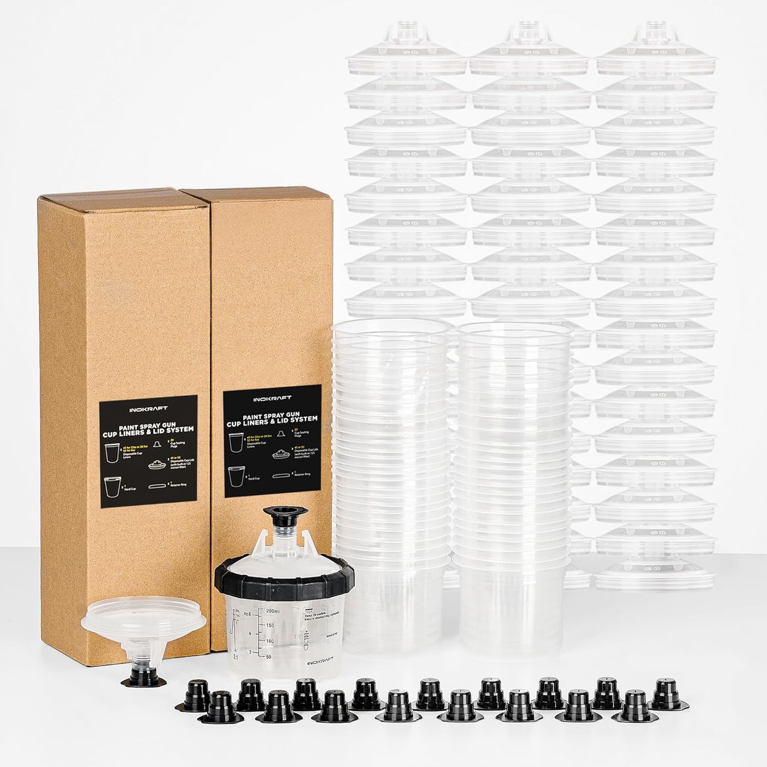 Thumbnail 6 de InoKraft Disposable Paint Spray Gun Cup System with 45 Cups – Large 800ml Kit for HVLP/LVLP