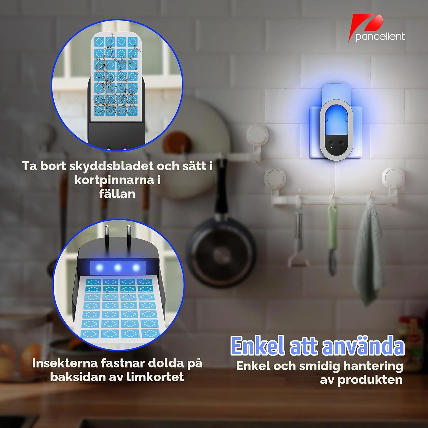 Detalle 1 de Pancellent P- HW04-BLK insektsfälla för inomhusbruk, blåviolett ljus, 2-pack