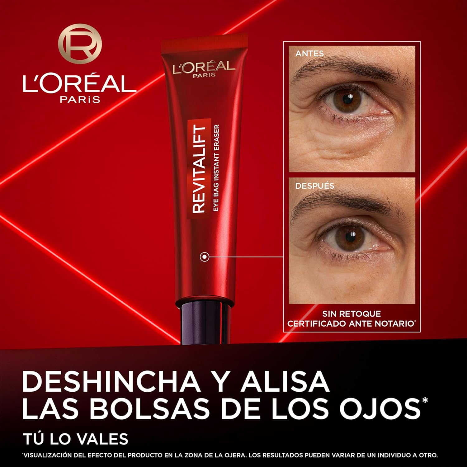 Thumbnail 1 de L'Oréal Paris Revitalift Laser Borrador de Bolsas Instantáneo. Deshincha y Alisa Bolsa de los Ojos en 15 minutos*. Corrector de Ojos. Mirada Firme y Rejuvenecida. Contorno de Ojos Hombre y Mujer.15ml