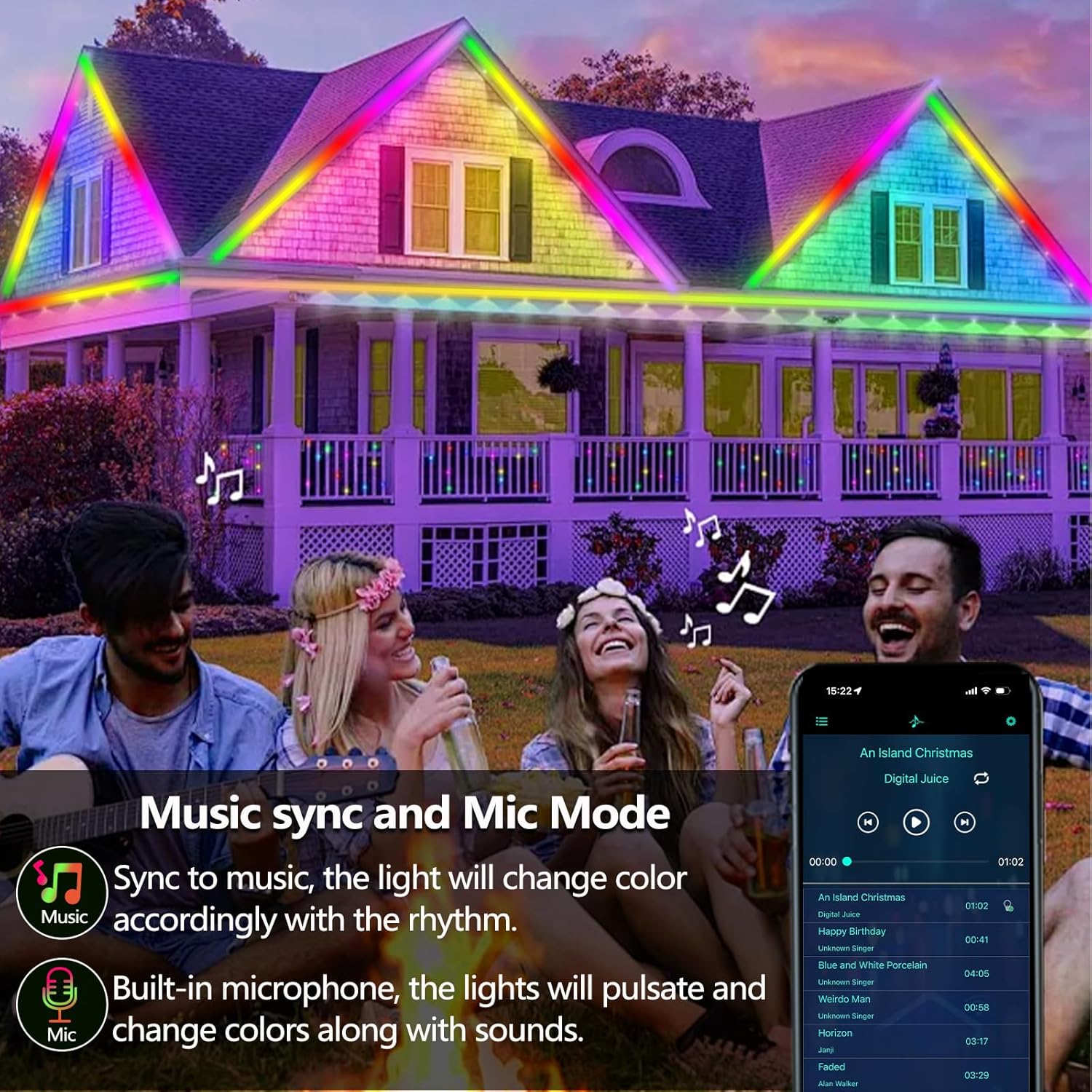 Thumbnail 3 de Outdoor LED Streifen IP68 RGB+IC Rope Lights – 15 m, App & RF, Music Sync