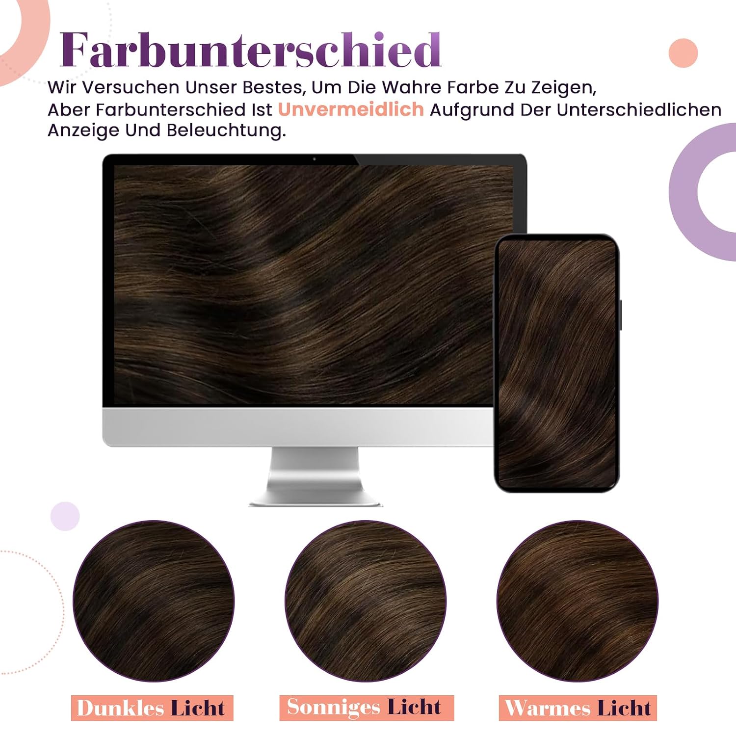 Detalle 2 de LaaVoo Clip-in Extensions Echthaar Braun Balayage – 50 cm, 105 g, Remy Echthaar