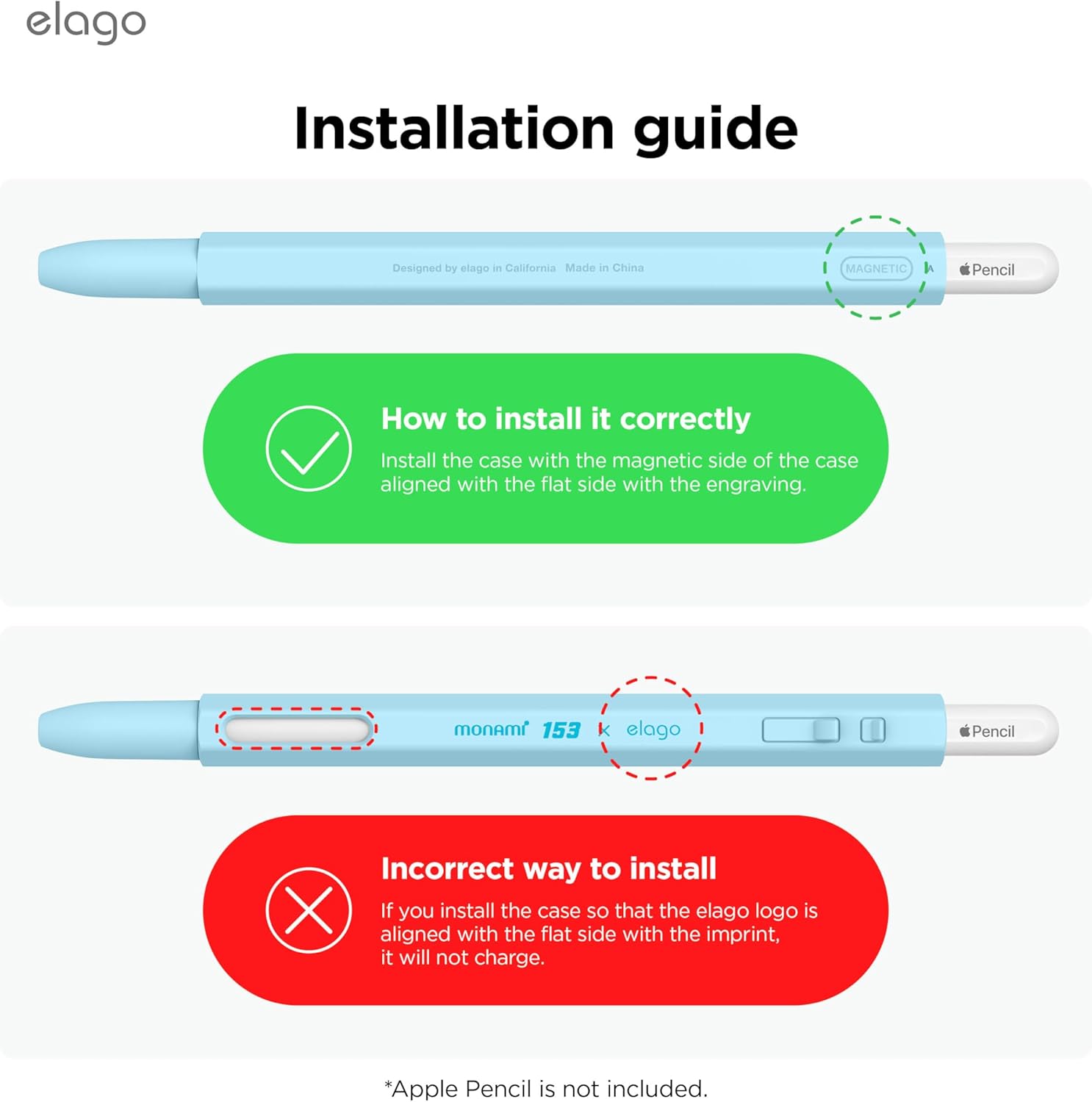 Thumbnail 6 de elago x MONAMI Coque pour Apple Pencil 2e génération, silicone bleu ciel ✏️