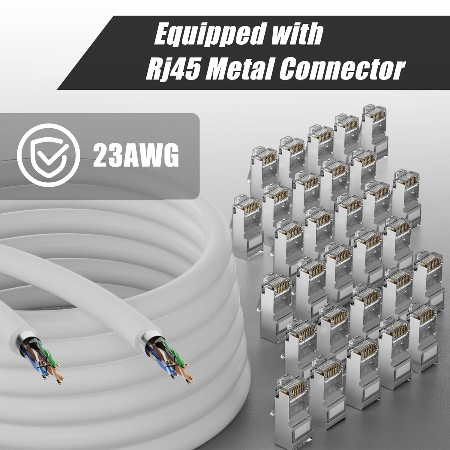 Thumbnail 2 de MEIPEK 150m Cat 6 FTP Outdoor Ethernet Cable – Shielded, high-speed, long length