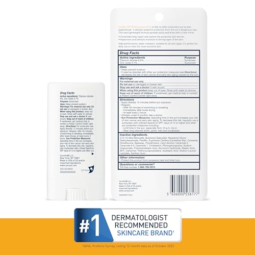 Detalle de CeraVe Mineral Sunscreen Stick SPF 50 Face – Travel Size (0.47oz)
