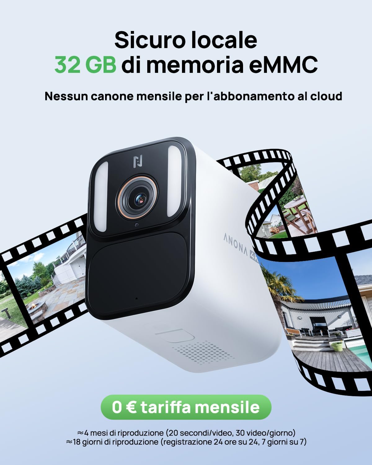 Detalle de Anona Aurora 4K Telecamera Wi-Fi Esterno Senza Fili con Pannello Solare: sicurezza sempre attiva