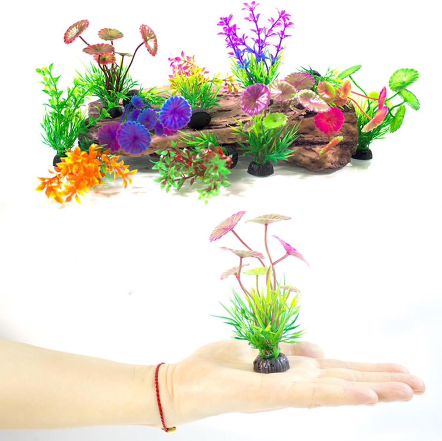 Detalle de Oenothera 32 Pieces Aquarium Plants Artificial – Multicolor Plastic Decorations for Fish Tanks
