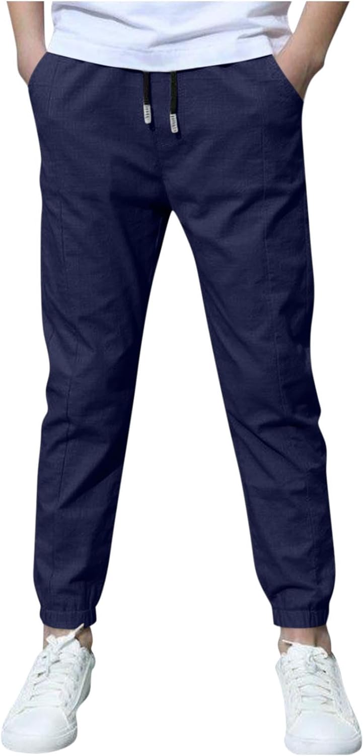 Detalle de DeHolifer: Confezione da 2 Pantaloni in Cotone e Lino per Ragazzi – Comfort Estivo ed Elastico
