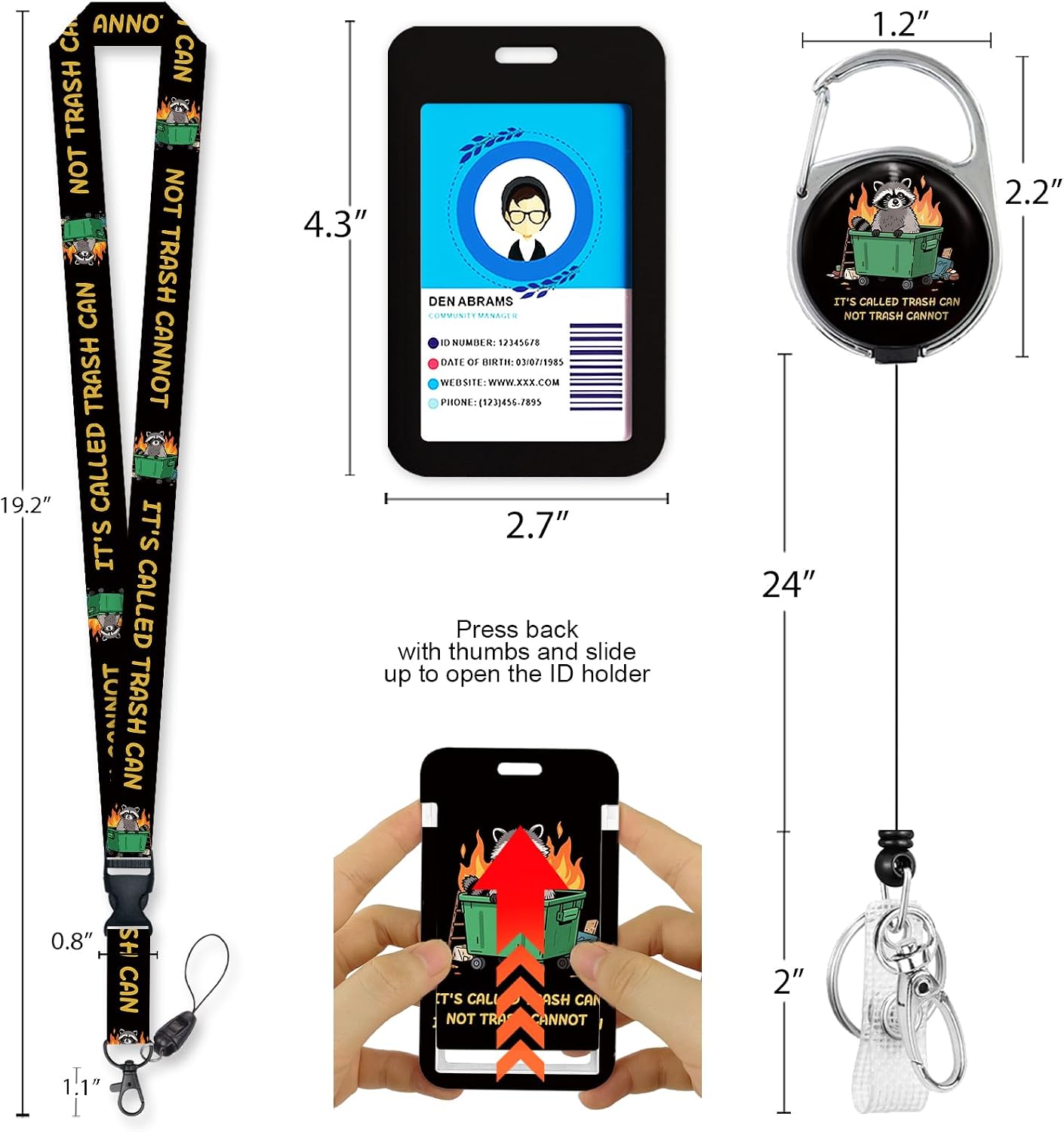 Detalle de Funny Raccoon Badge Lanyard