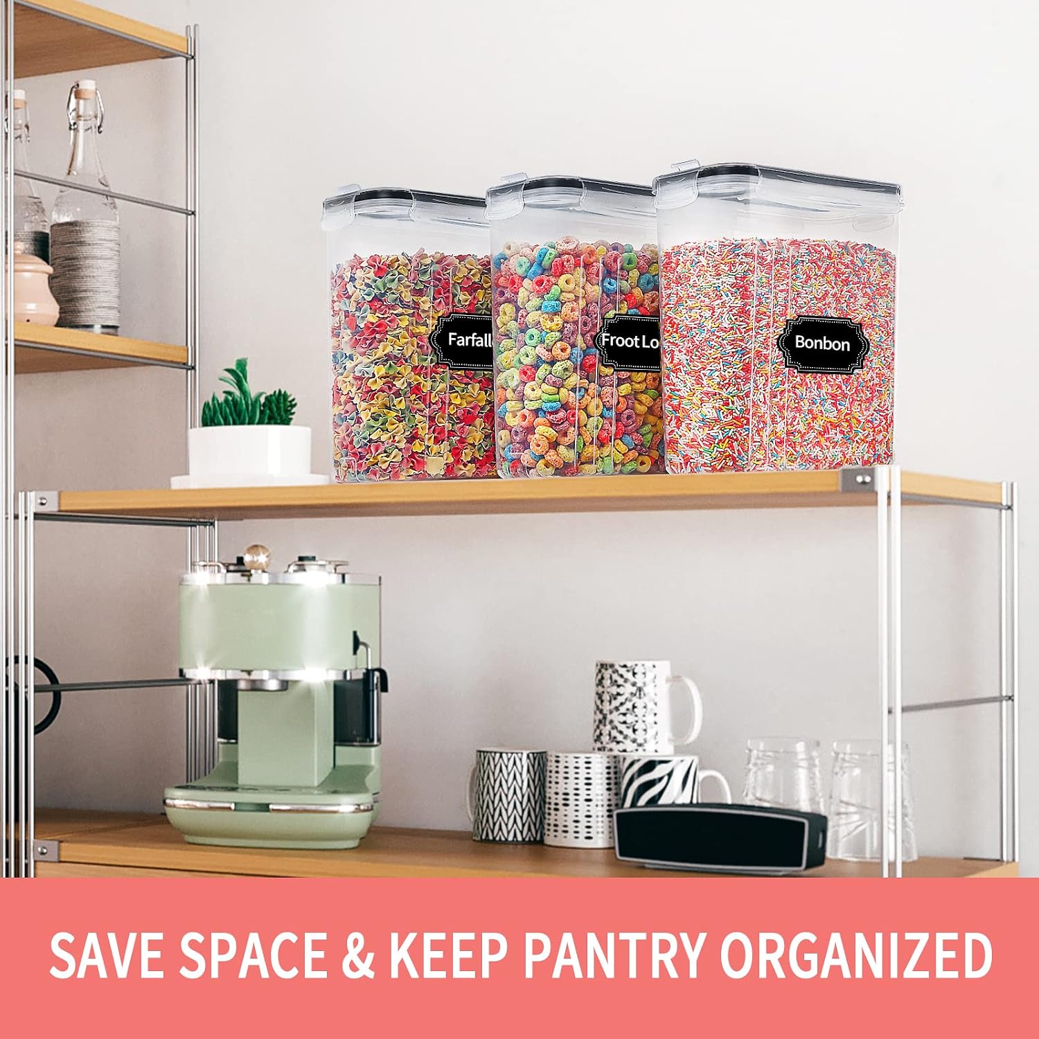 Detalle de PRAKI 4L Food Storage Containers, 6-Piece Stackable Set with Pour Spouts