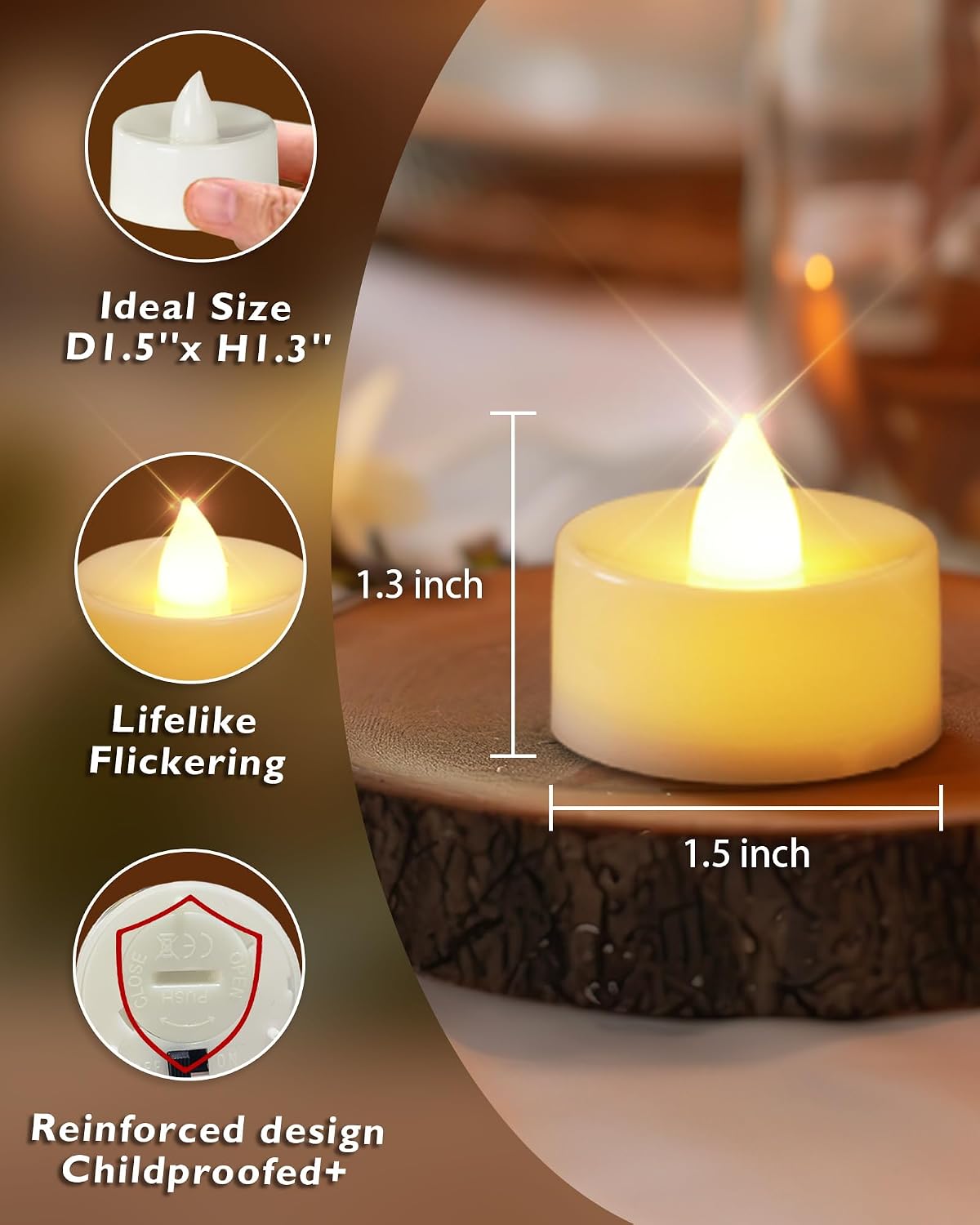 Thumbnail 1 de Homemory 24-Pack LED Tea Lights 200+ Flicker Candles 🕯