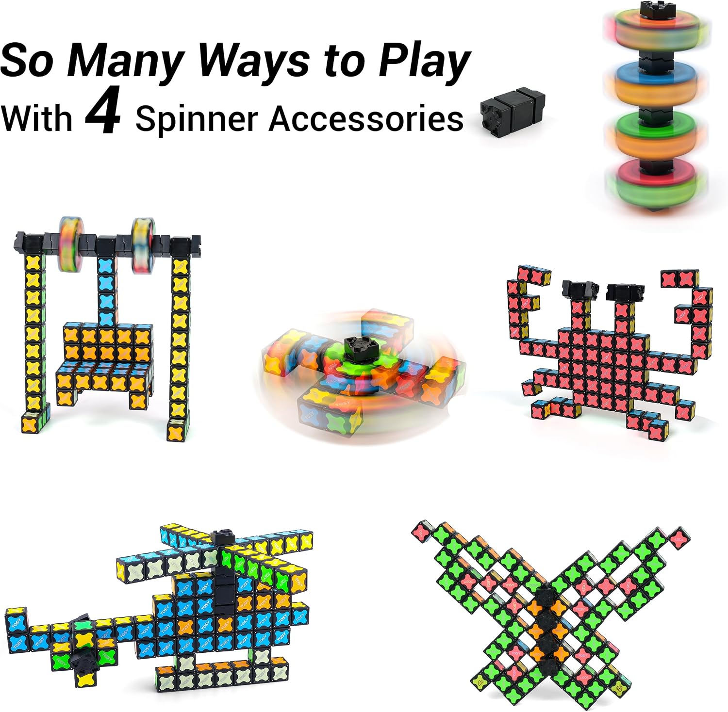 Detalle 2 de TOSY Magnet Cube 4x4 – 560 Magnete, 70 Bausteine, 8-in-1: Puzzlewürfel, Fidget-Spinner, Infinity Cube und mehr