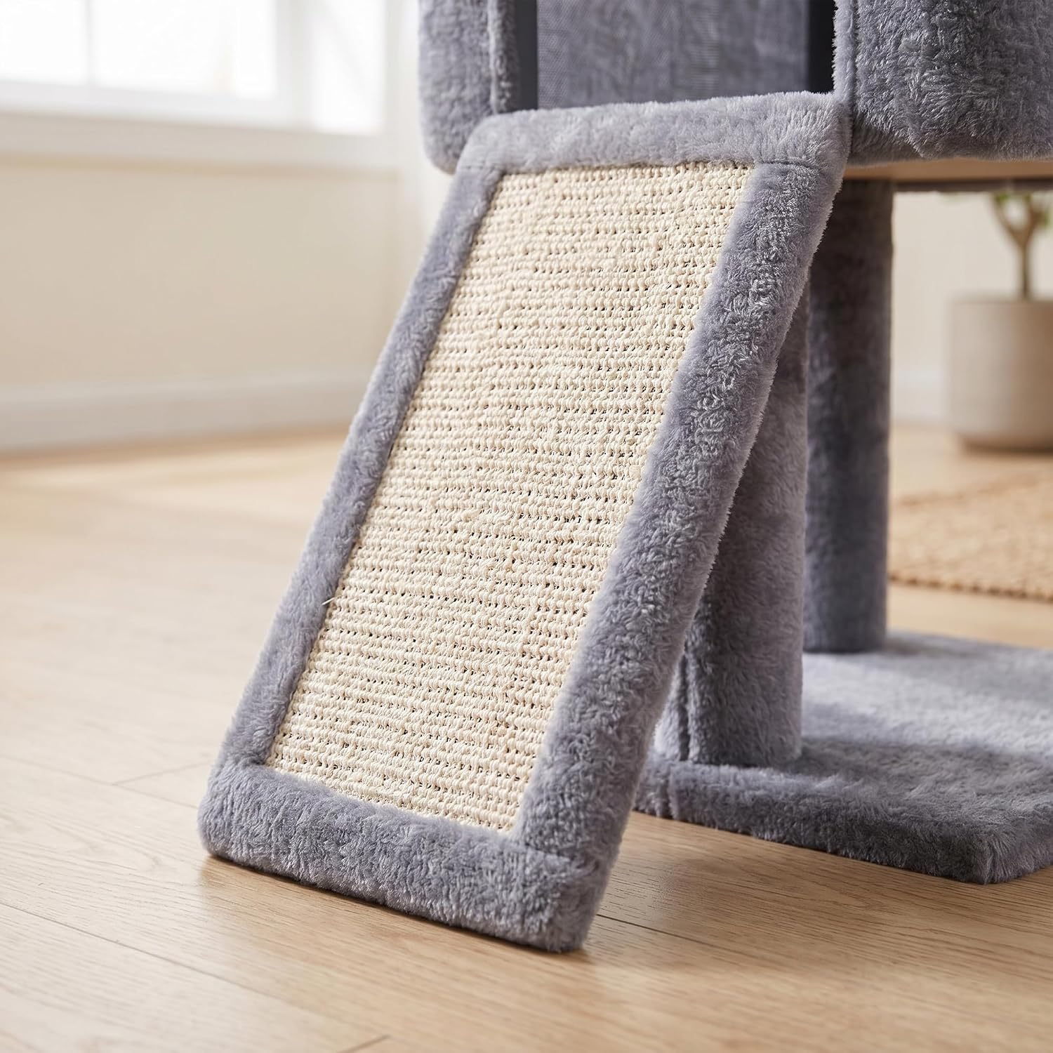 Detalle 2 de Roypet 123 Cat Tree, 32-Inch Gray Condo with Sisal Post, Ramp and Toys