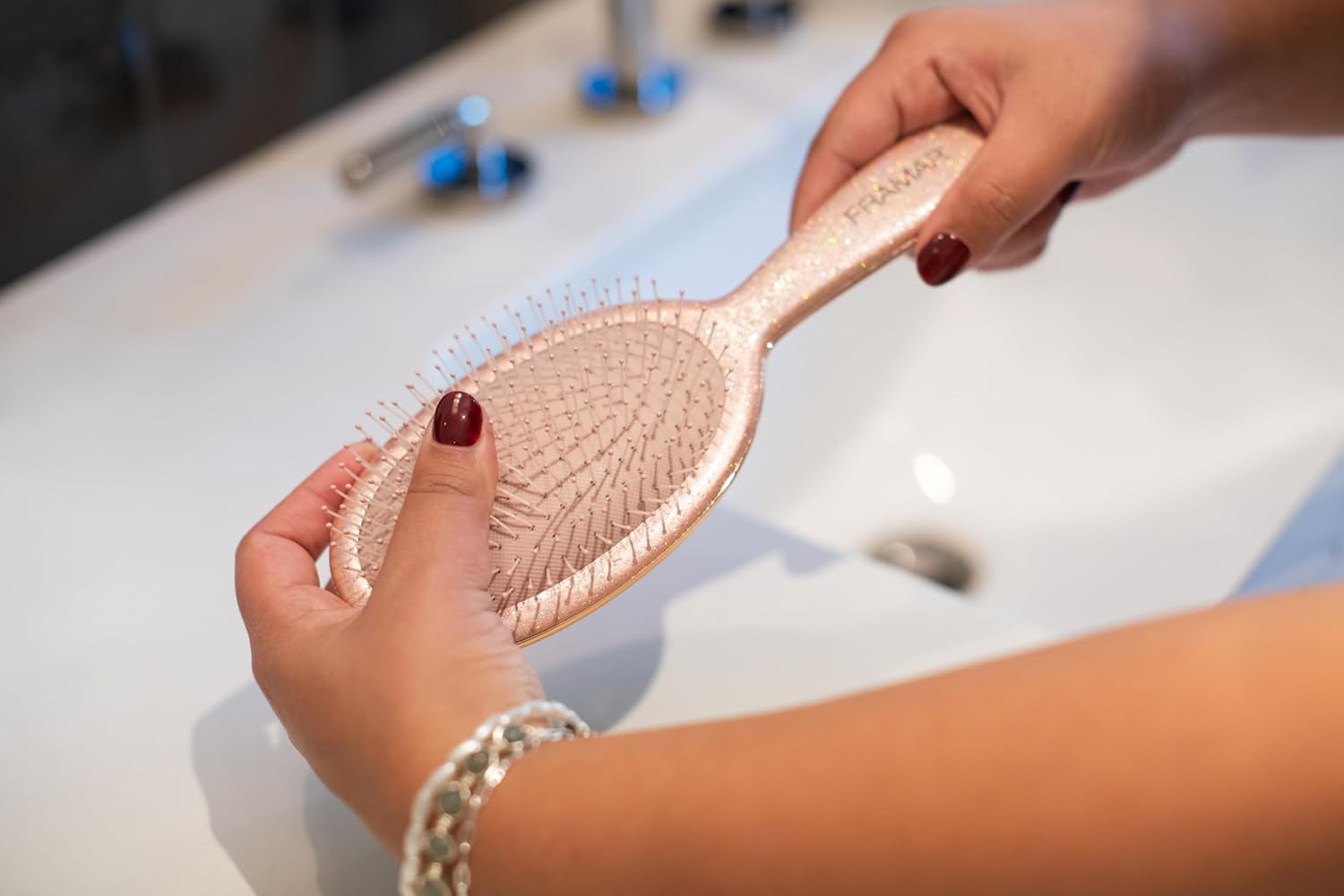 Thumbnail 6 de FRAMAR Glitter Hair Brush Detangler - Rose
