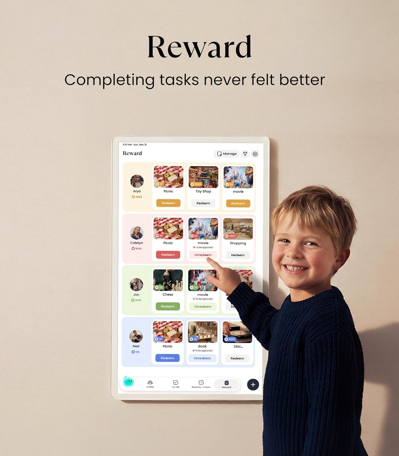 Detalle de Cozyla Calendar Plus 2: 24" Smart Digital Family Calendar Wall Display