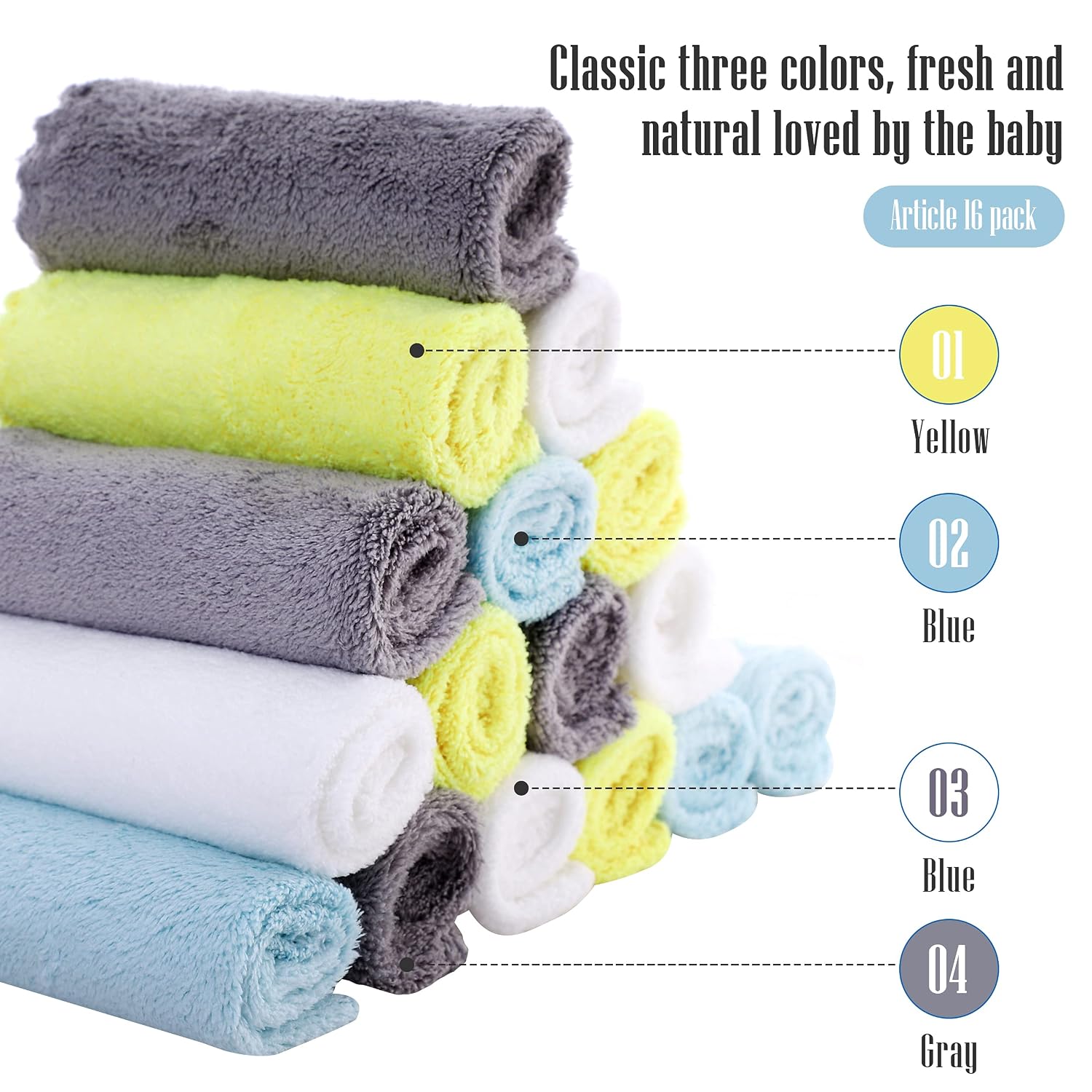 Detalle de Cute Castle Baby Washcloths, 16-Pack