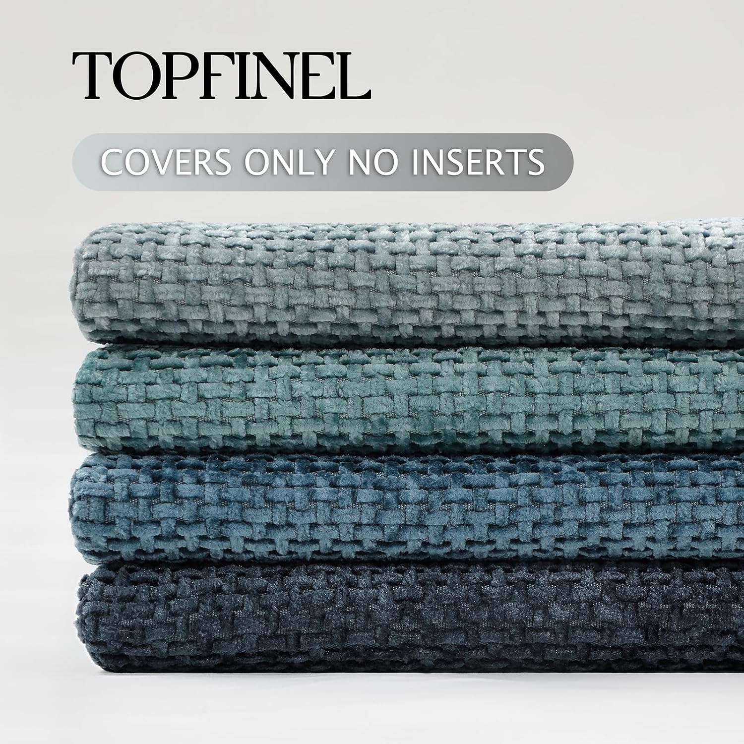 Thumbnail 6 de Topfinel Kissenbezug 30x50 Blau im 4er-Set Chenille (Rattan-Webstil) mit waschbarem Bezug