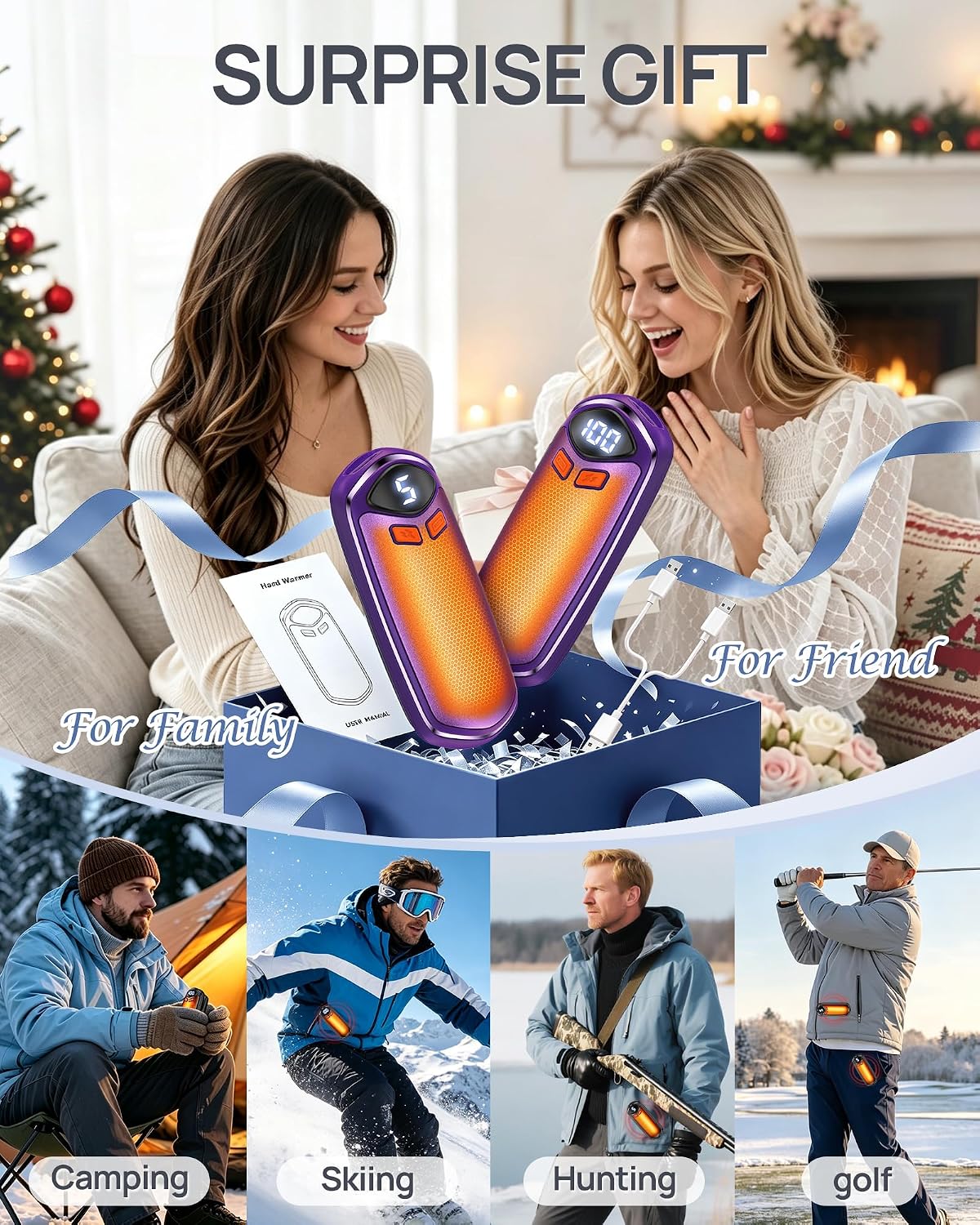 Thumbnail 6 de DeeKom Rechargeable Hand Warmers, 2-Pack with Adjustable Heat and Display